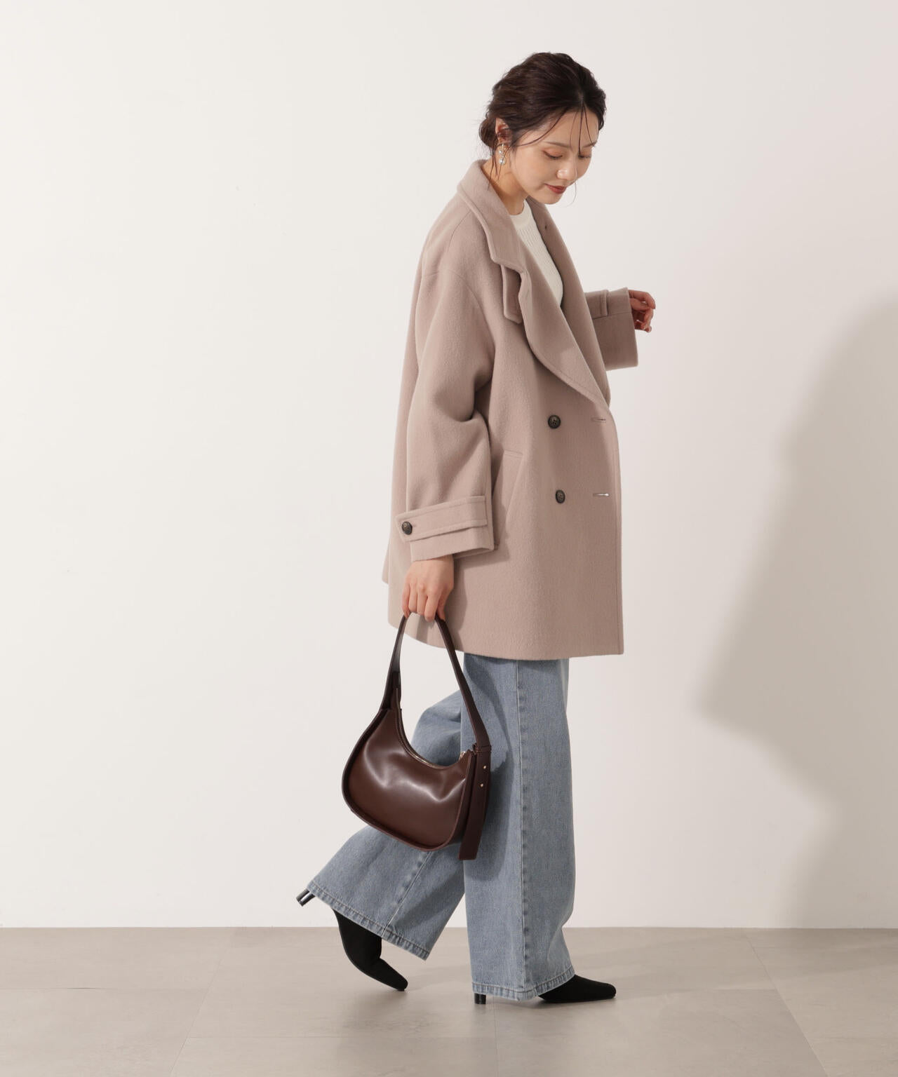 【青島心さん着用】2wayミドルコート【ネールピンク:WEB限定】