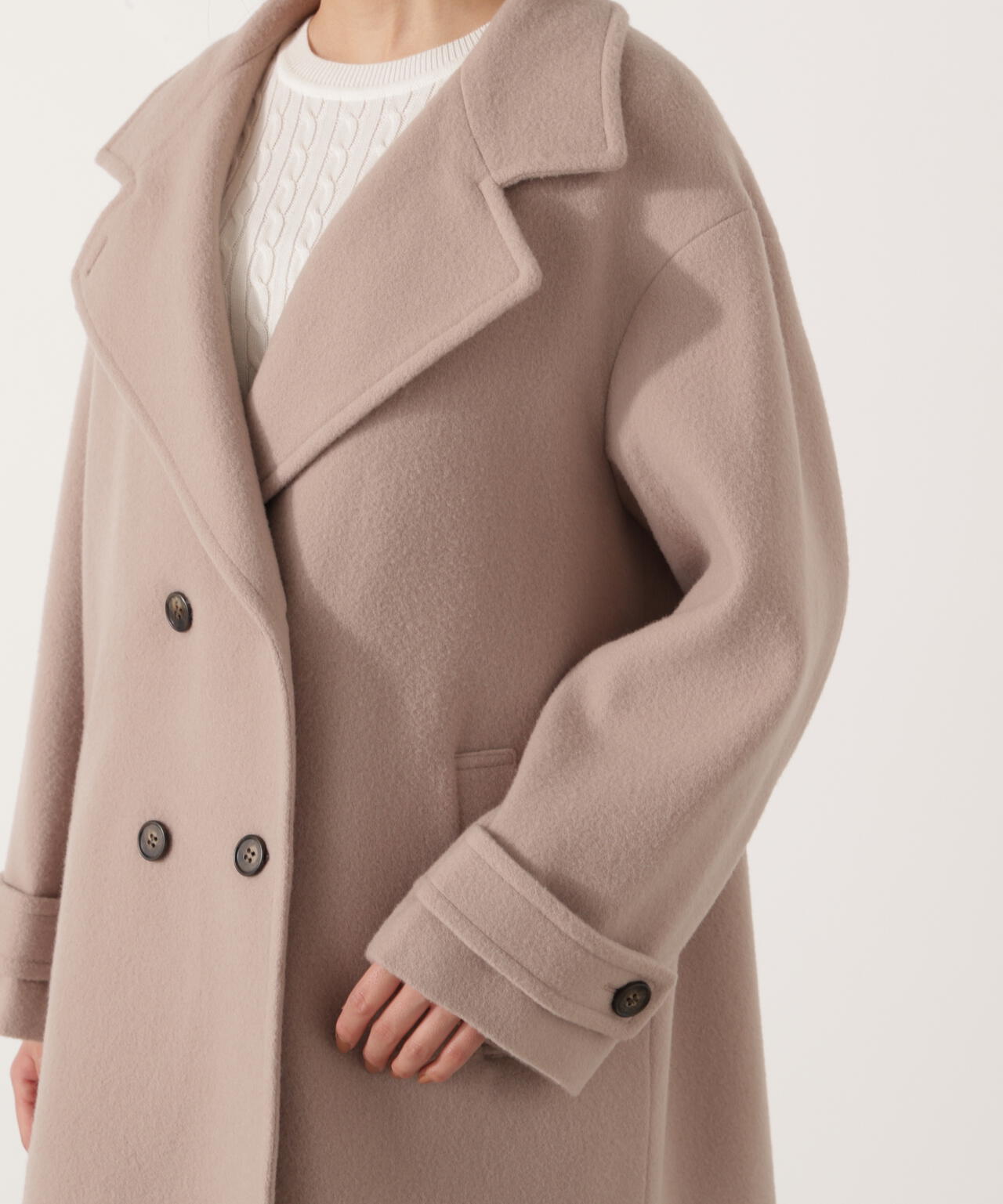 【青島心さん着用】2wayミドルコート【ネールピンク:WEB限定】