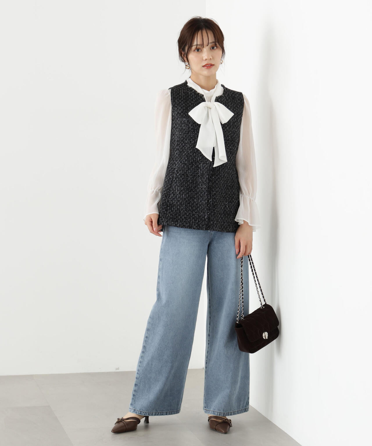 【松川星さん着用】ニュアンス釦ツイードジレ