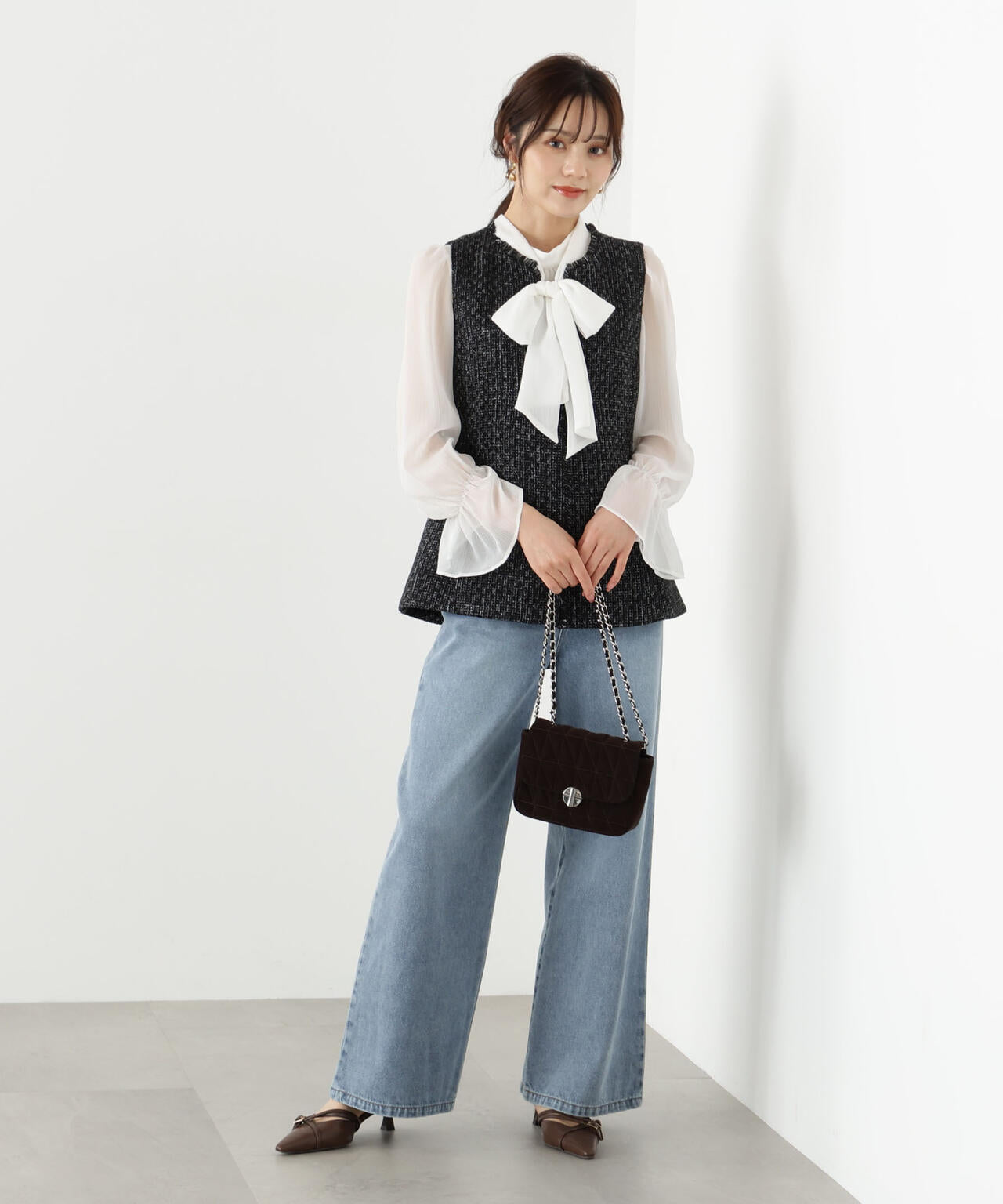 【松川星さん着用】ニュアンス釦ツイードジレ