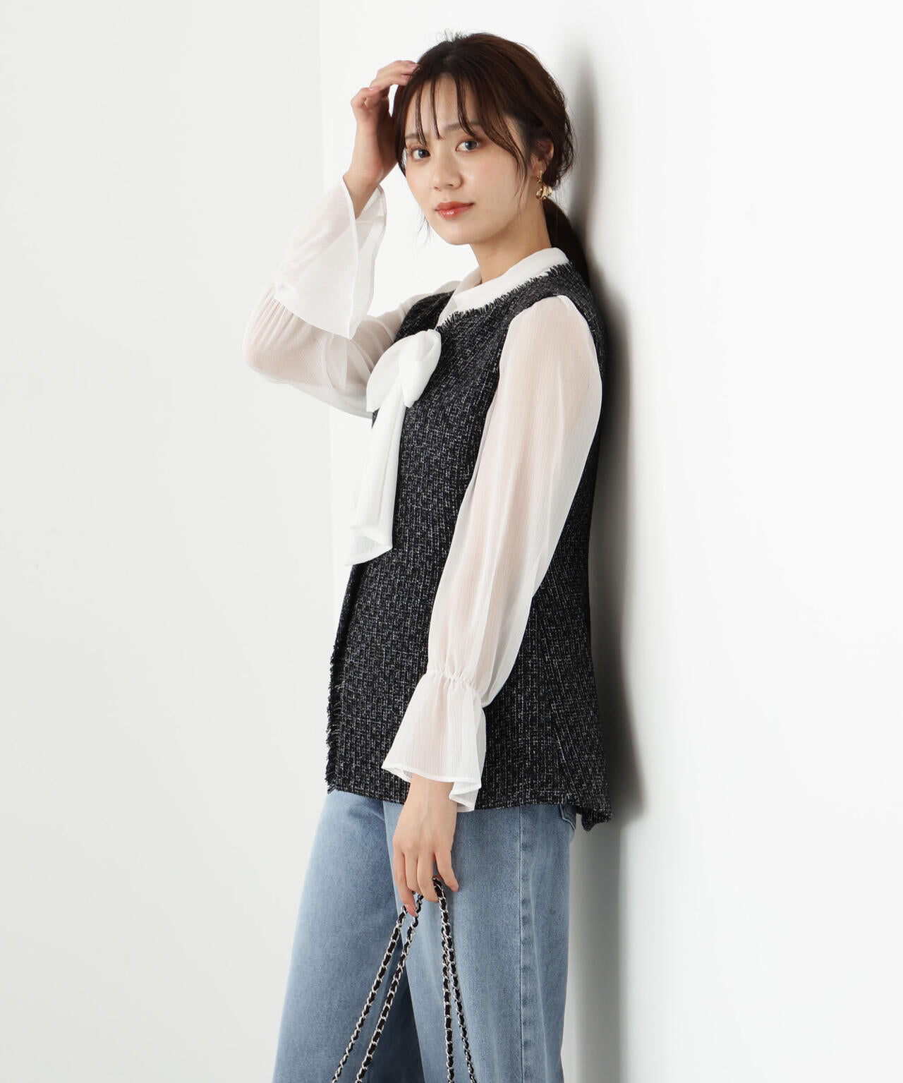 【松川星さん着用】ニュアンス釦ツイードジレ