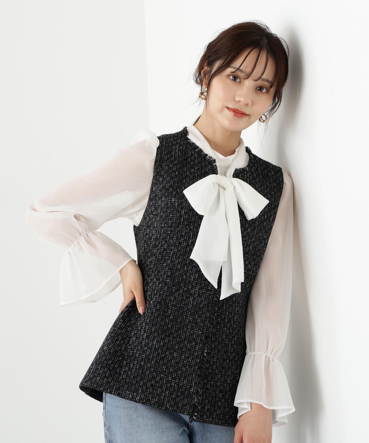 【松川星さん着用】ニュアンス釦ツイードジレ