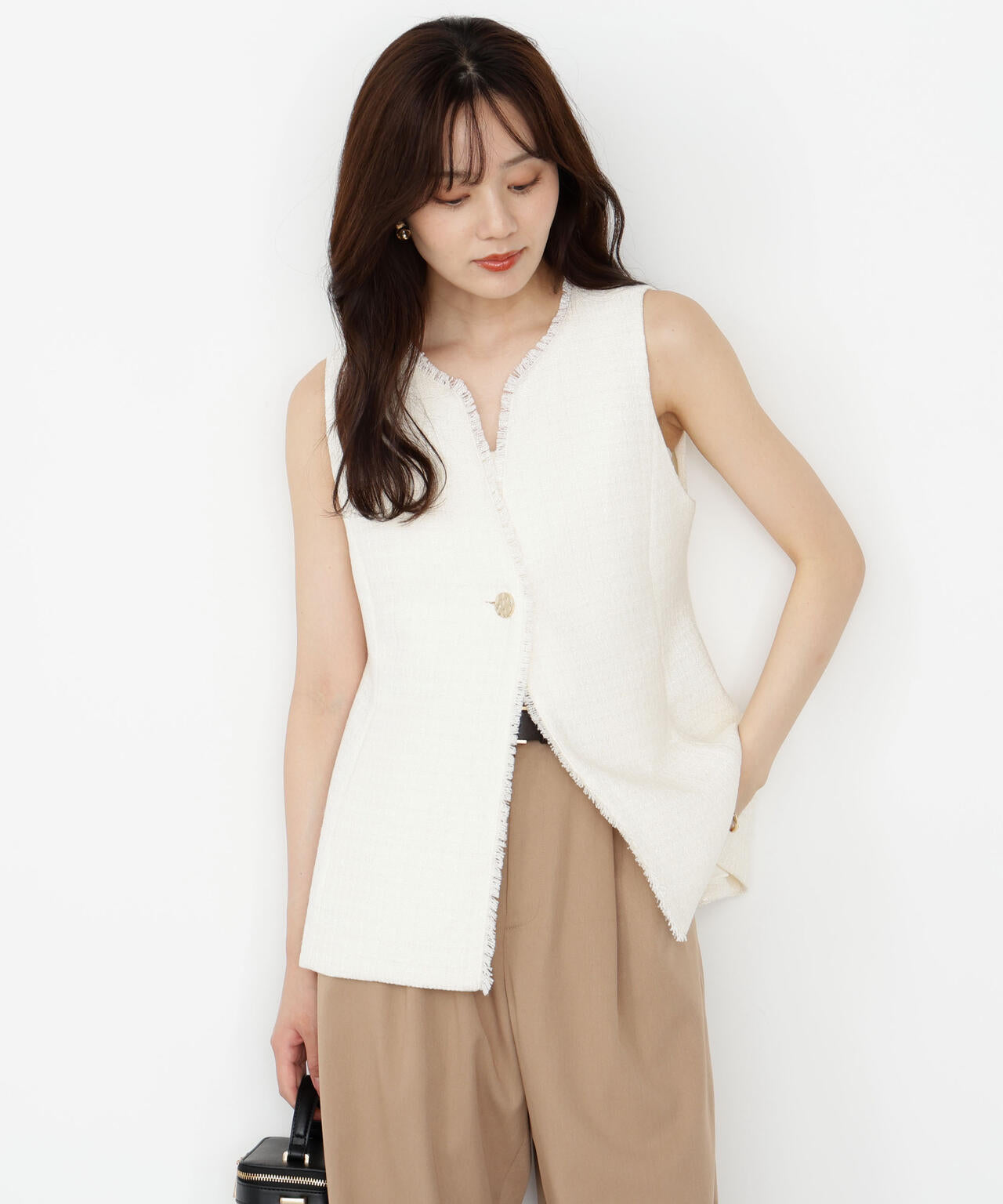 【松川星さん着用】ニュアンス釦ツイードジレ