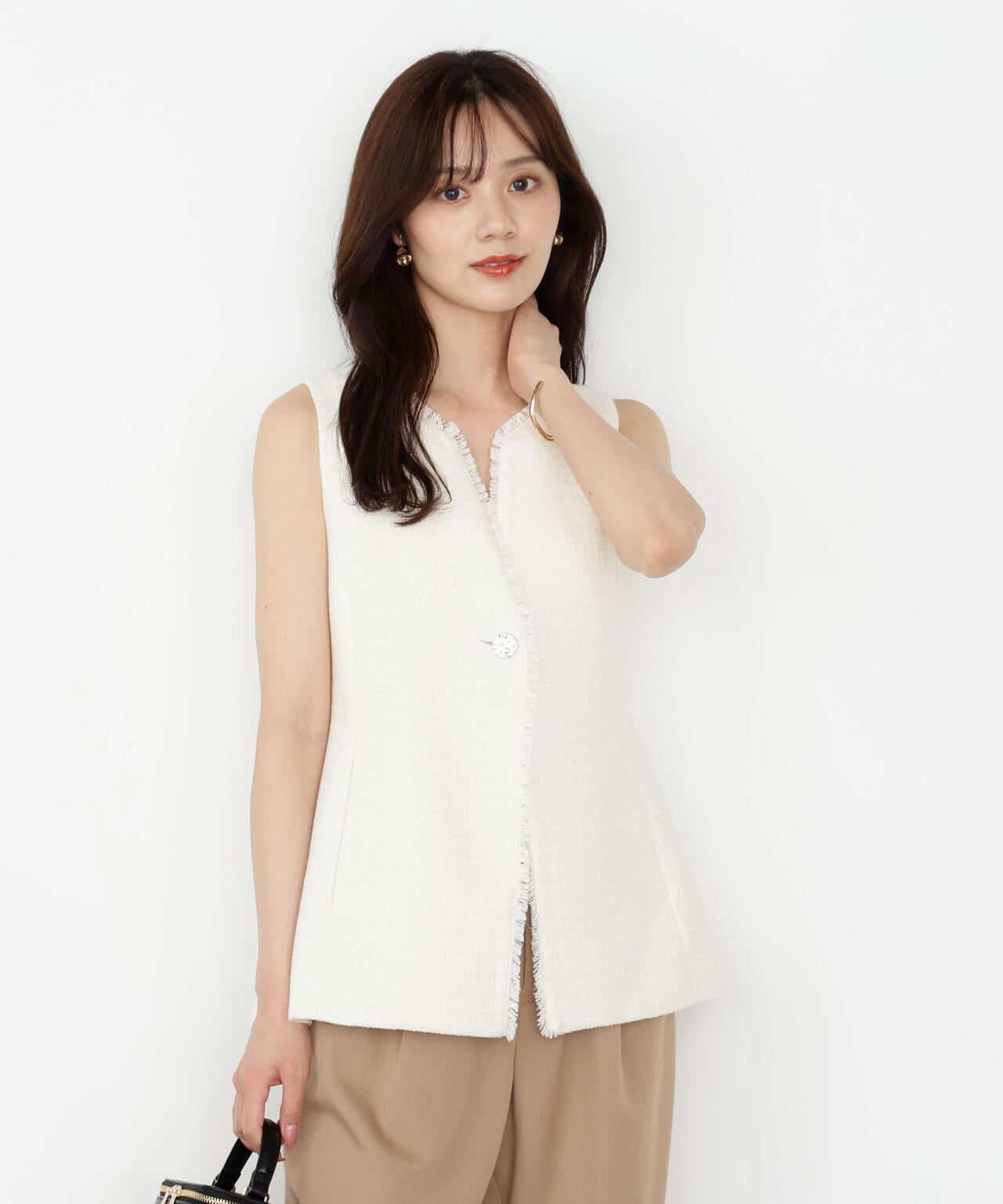 【松川星さん着用】ニュアンス釦ツイードジレ