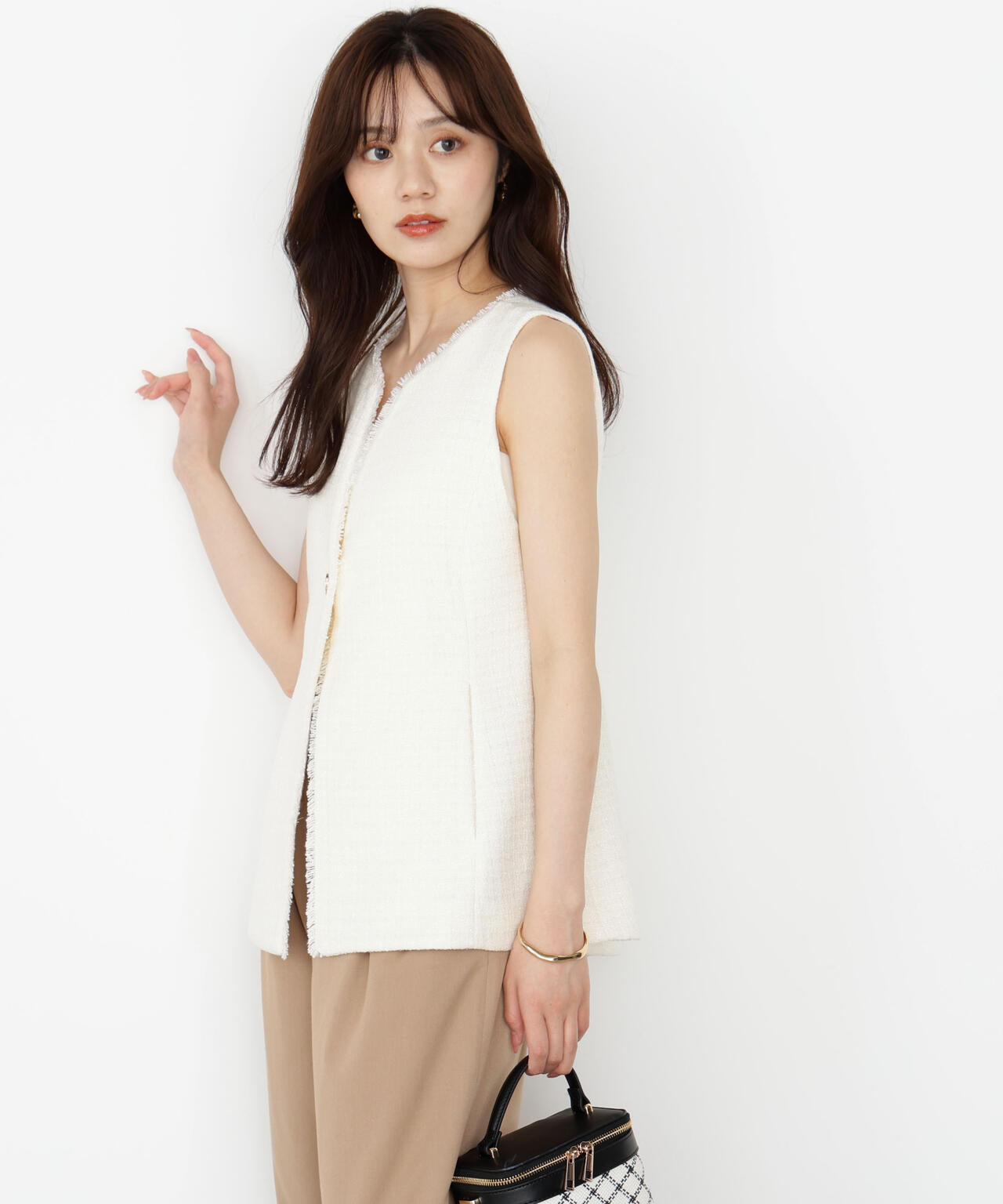 【松川星さん着用】ニュアンス釦ツイードジレ