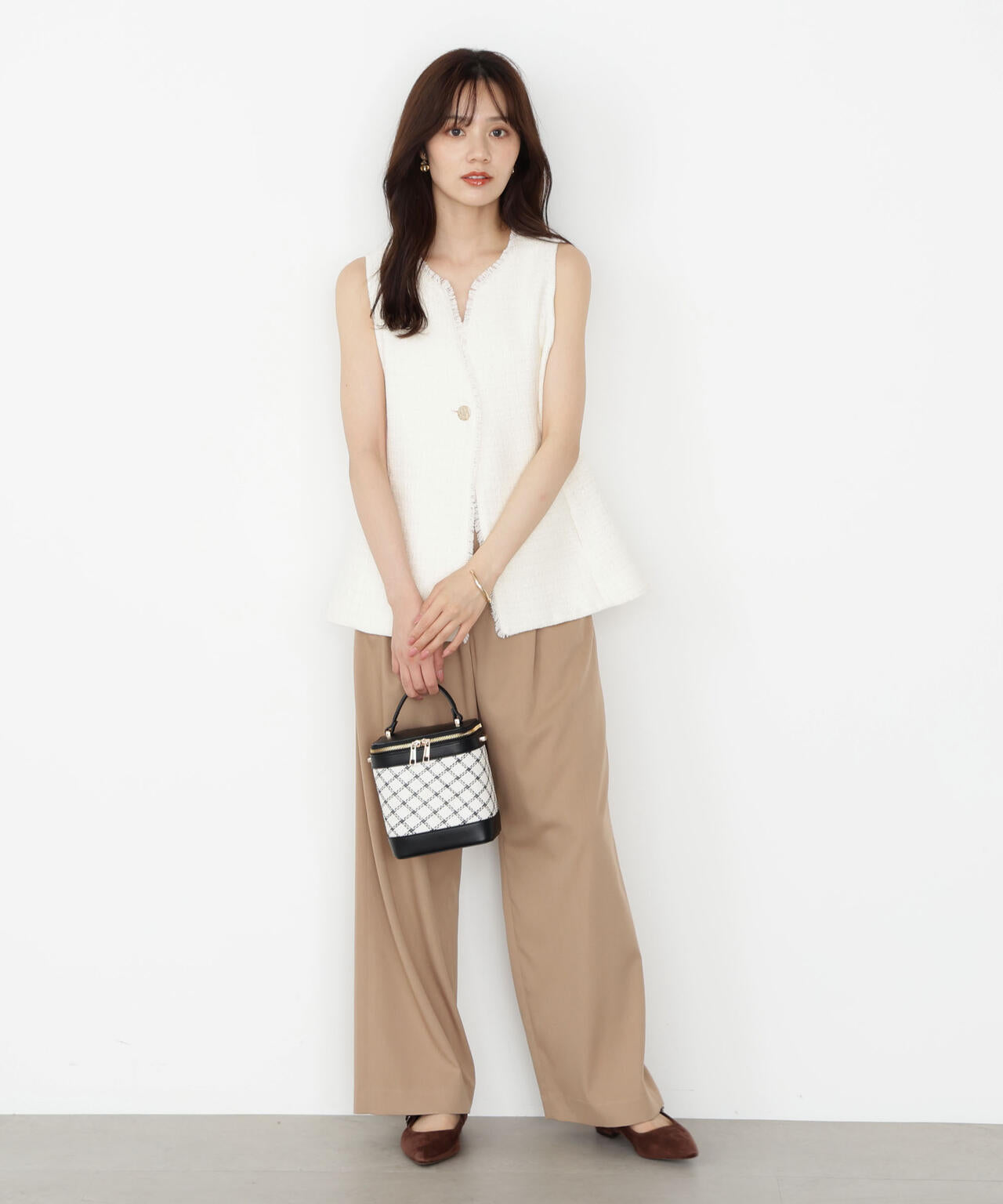 【松川星さん着用】ニュアンス釦ツイードジレ