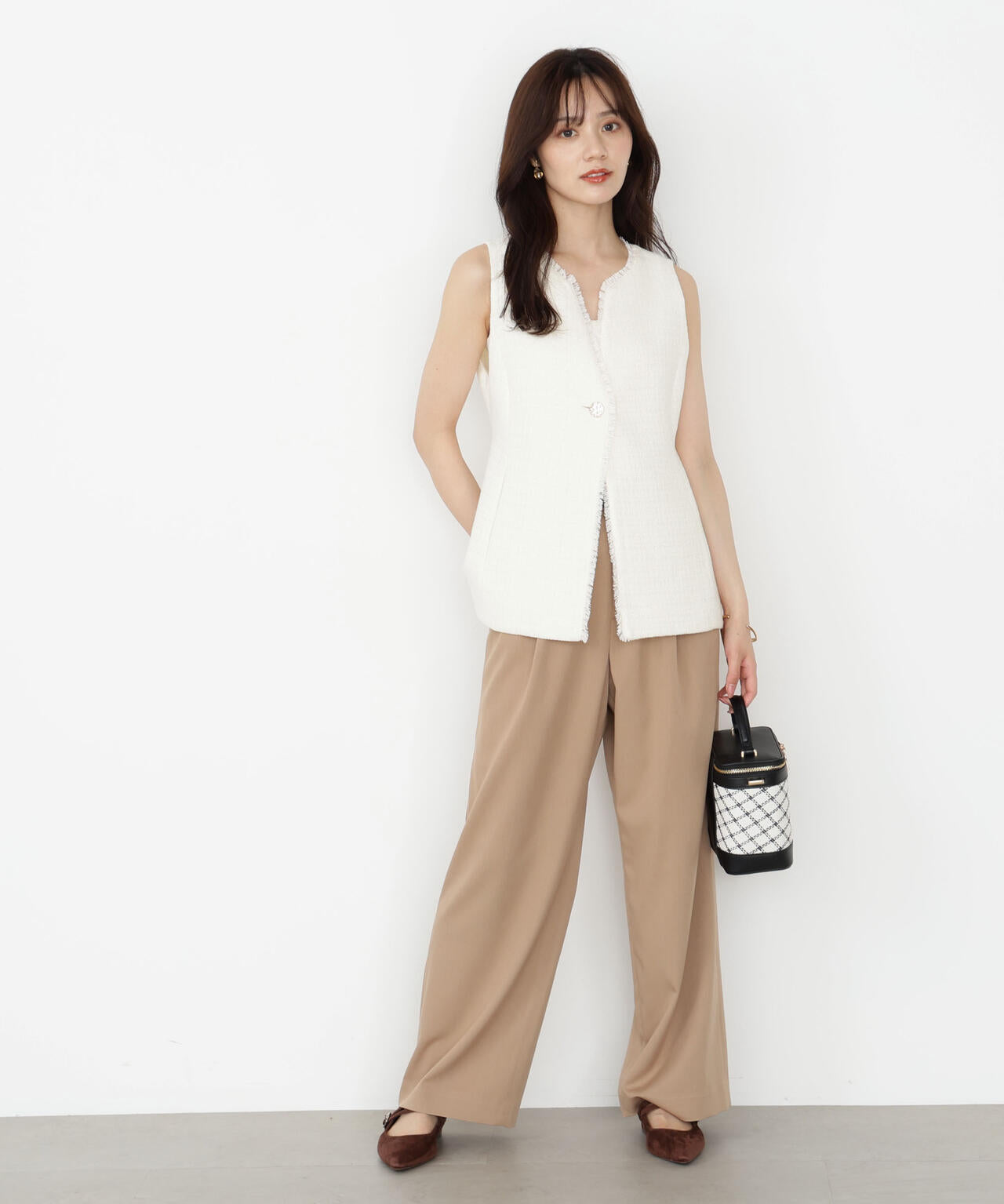 【松川星さん着用】ニュアンス釦ツイードジレ