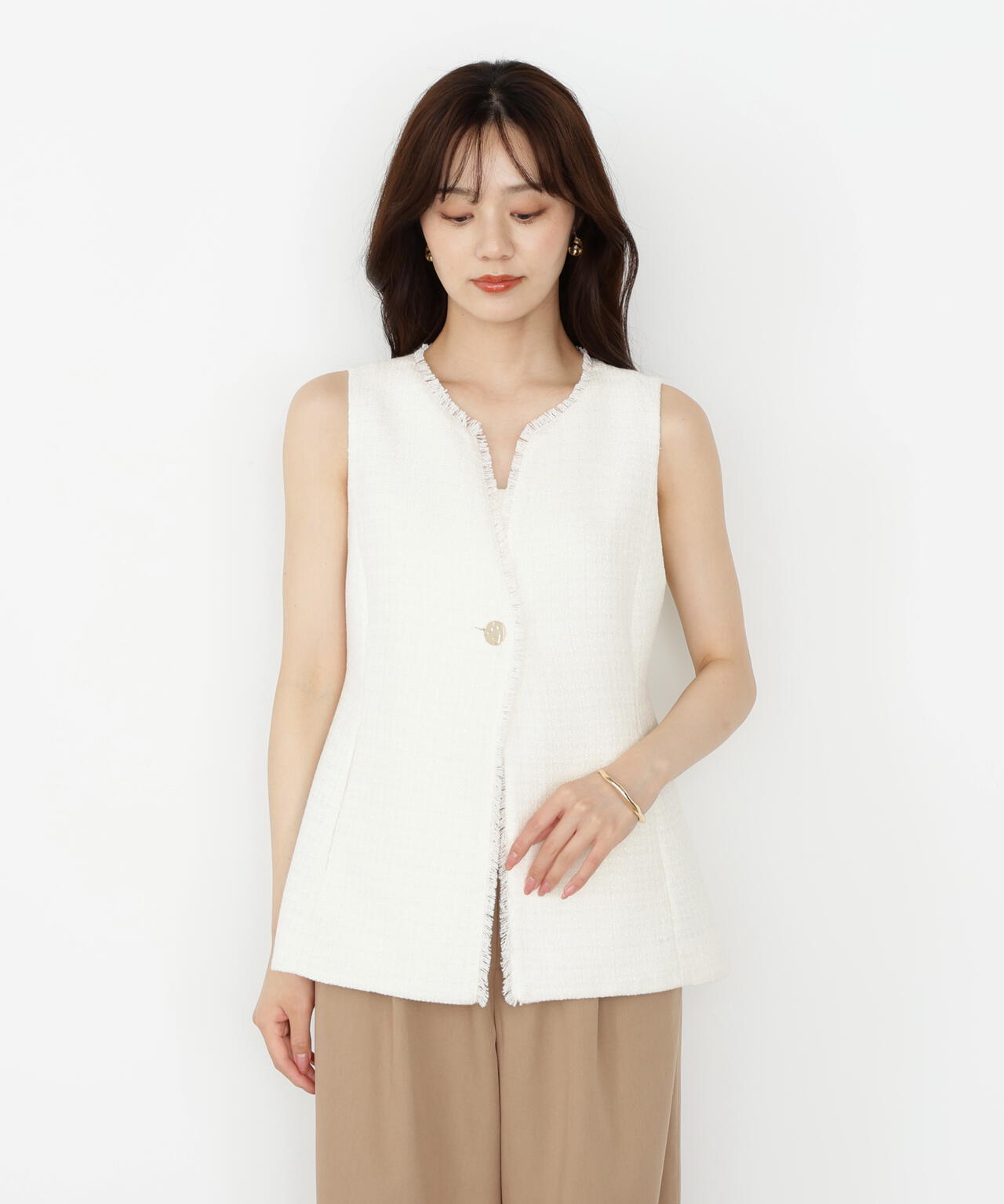 【松川星さん着用】ニュアンス釦ツイードジレ