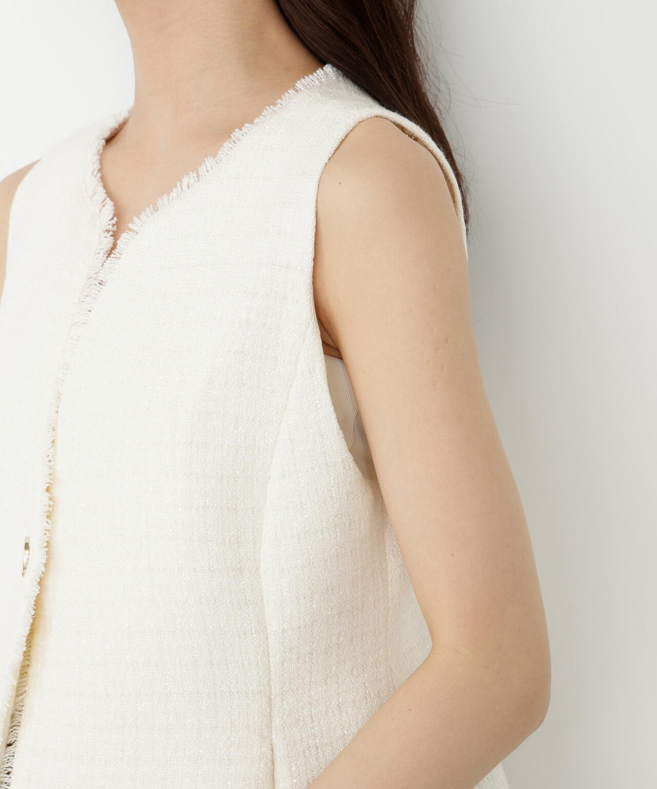 【松川星さん着用】ニュアンス釦ツイードジレ