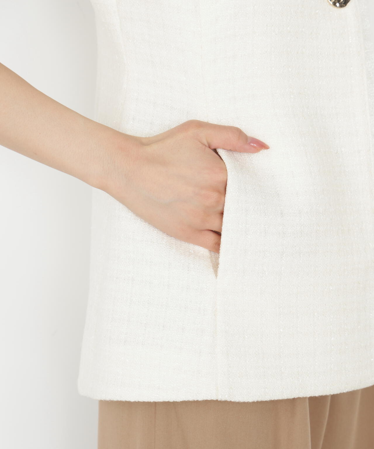 【松川星さん着用】ニュアンス釦ツイードジレ