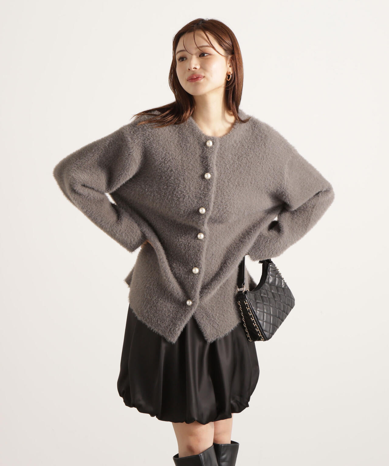 【青島心さん着用】フェザージャコット【アイボリー:WEB限定】