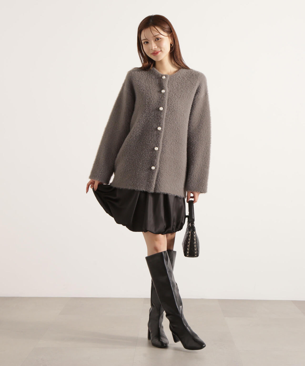 【青島心さん着用】フェザージャコット【アイボリー:WEB限定】