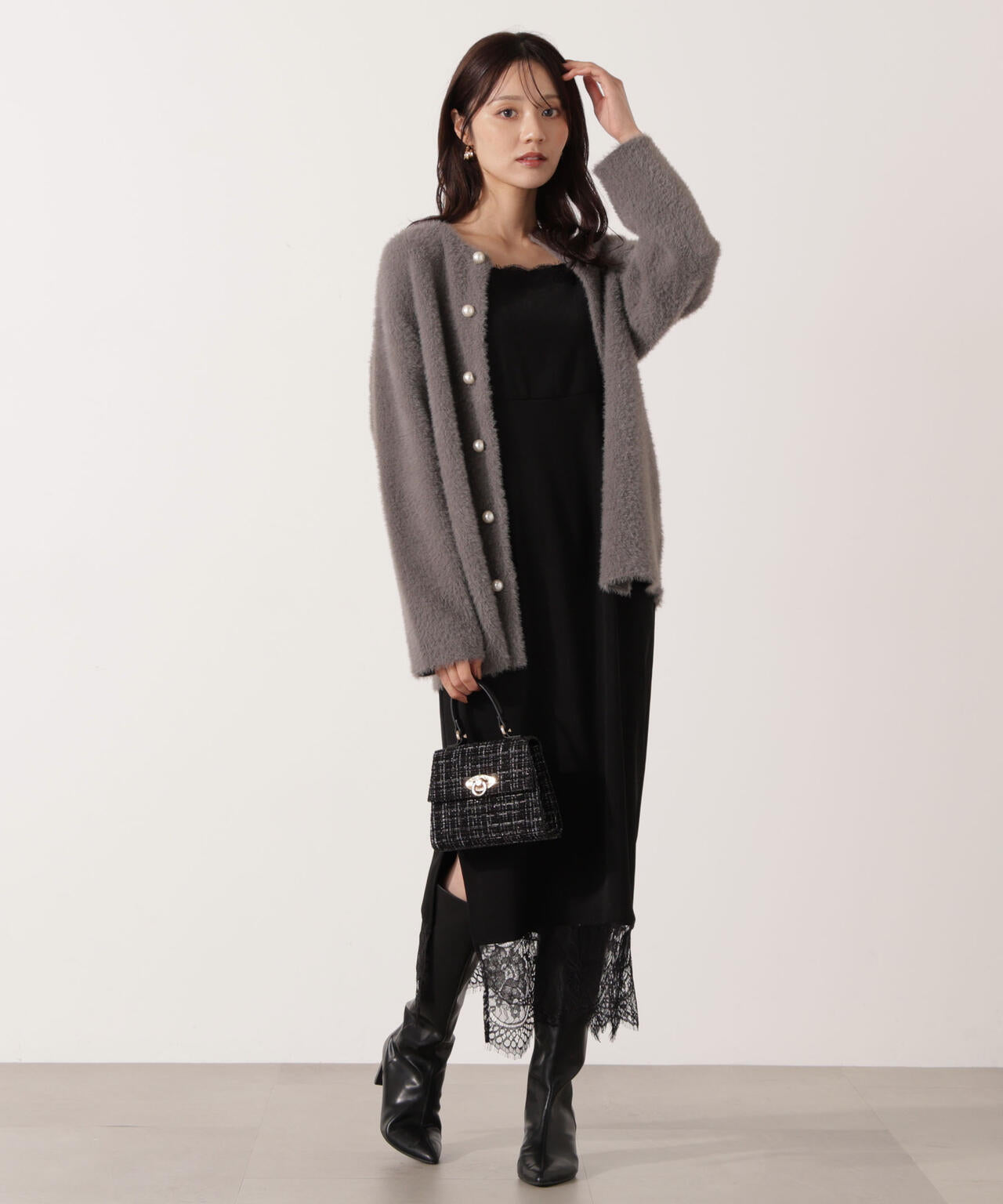 【青島心さん着用】フェザージャコット【アイボリー:WEB限定】