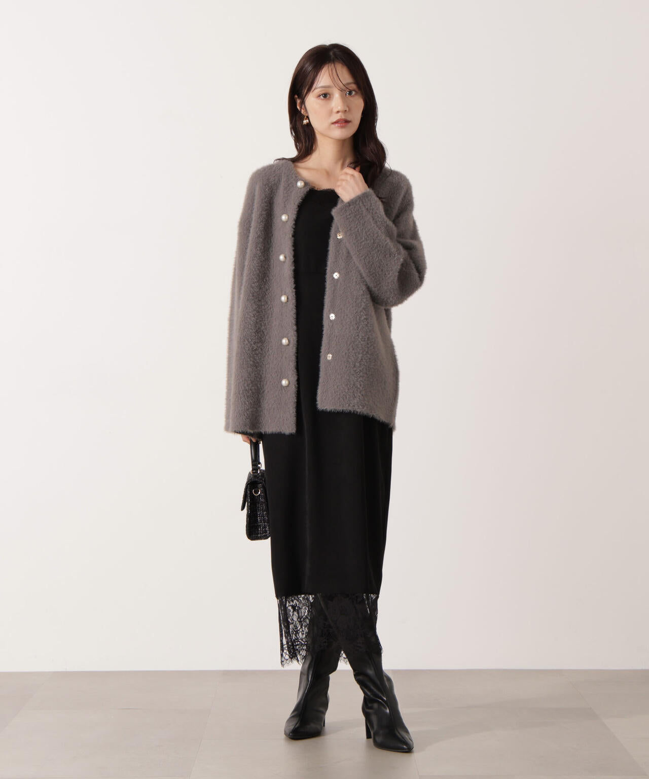 【青島心さん着用】フェザージャコット【アイボリー:WEB限定】