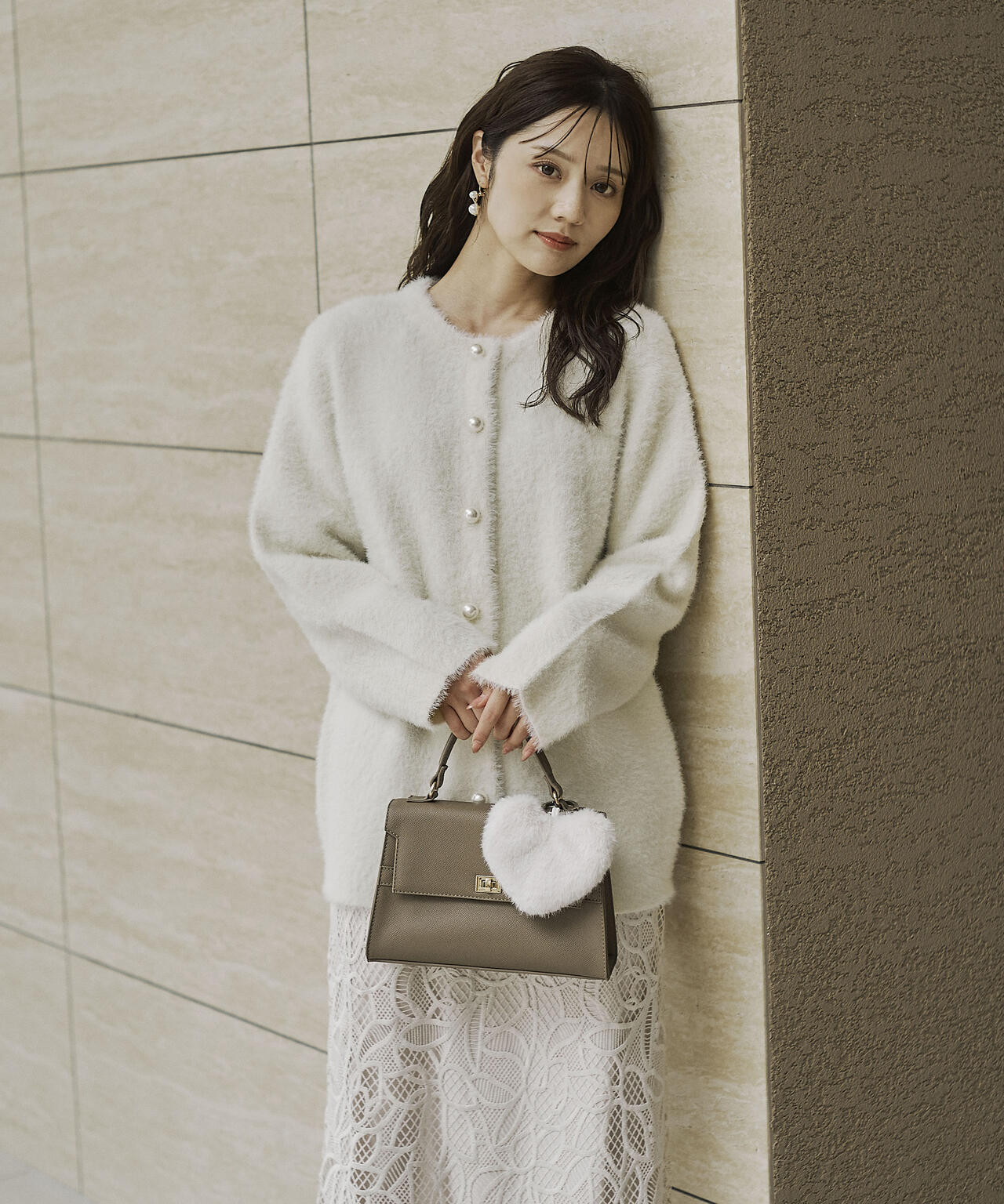 【青島心さん着用】フェザージャコット【アイボリー:WEB限定】