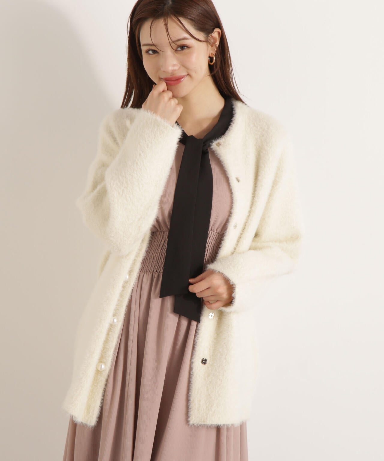 【青島心さん着用】フェザージャコット【アイボリー:WEB限定】