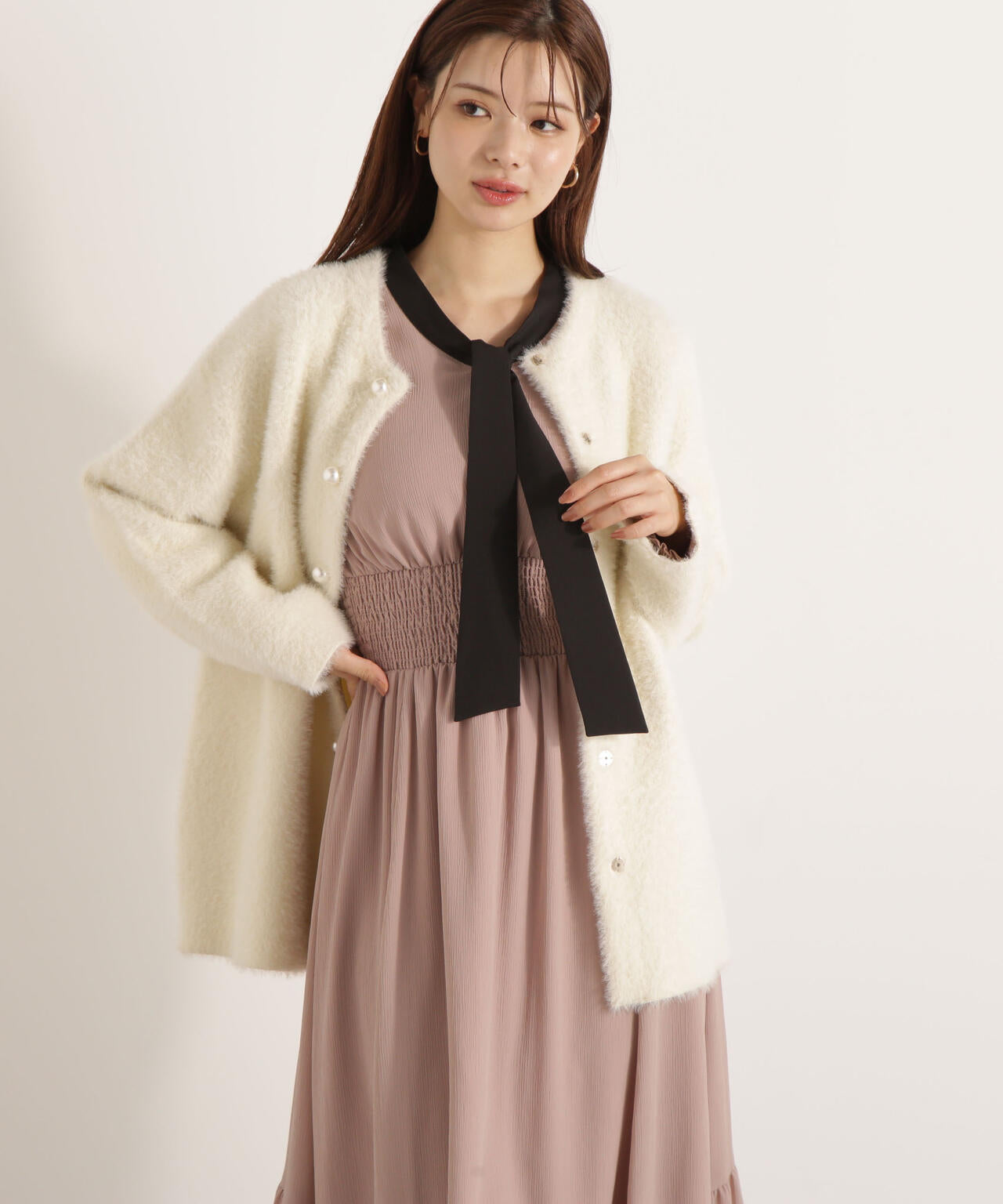 【青島心さん着用】フェザージャコット【アイボリー:WEB限定】