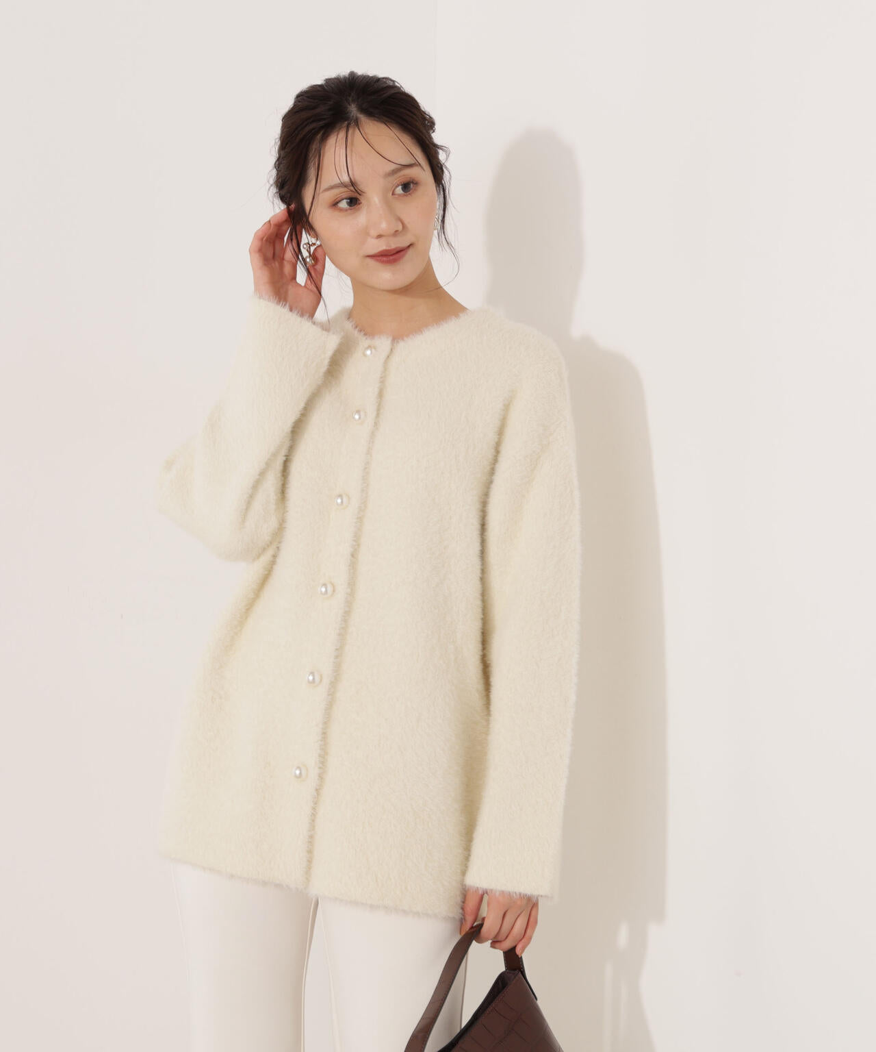 【青島心さん着用】フェザージャコット【アイボリー:WEB限定】