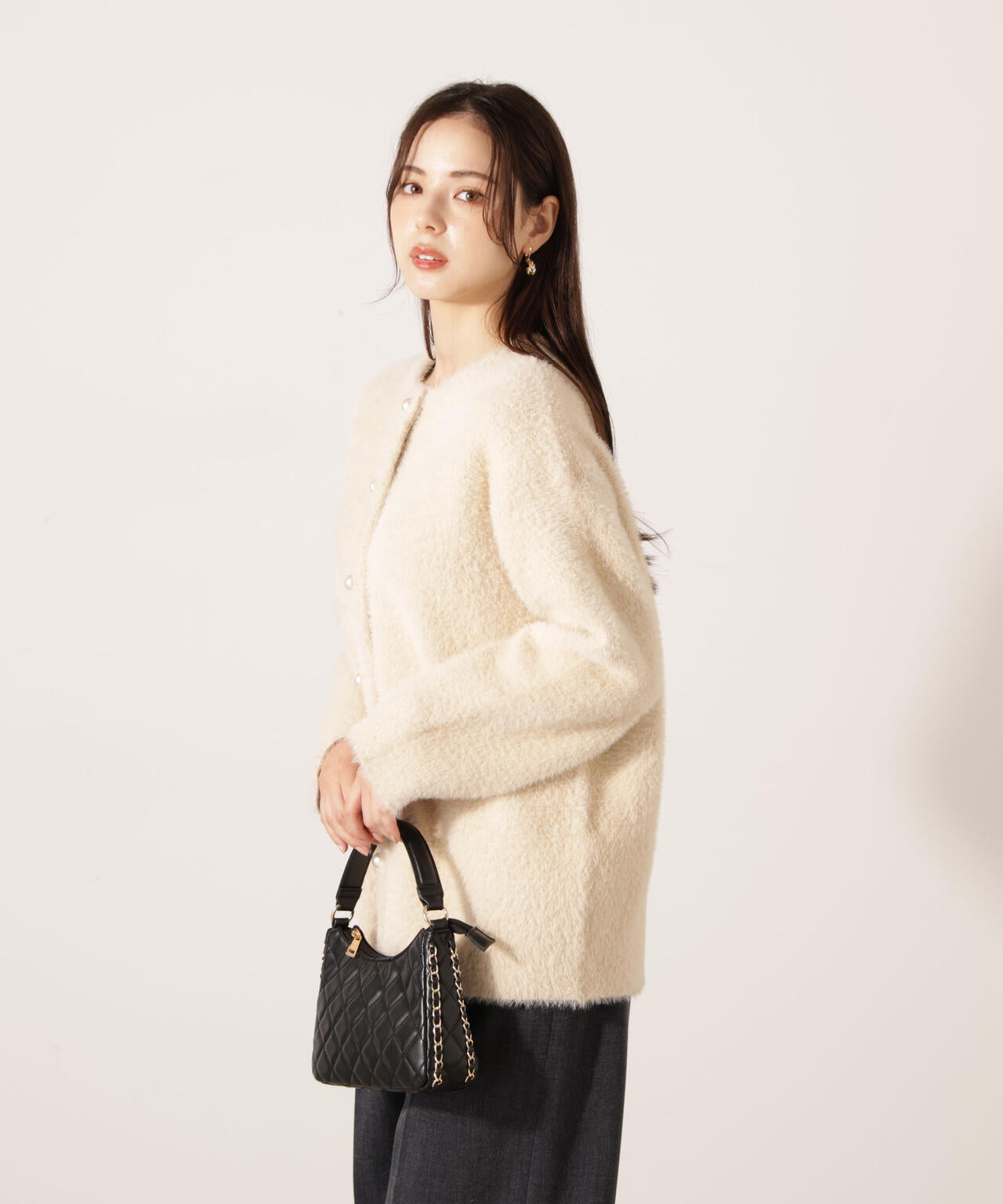 【青島心さん着用】フェザージャコット【アイボリー:WEB限定】