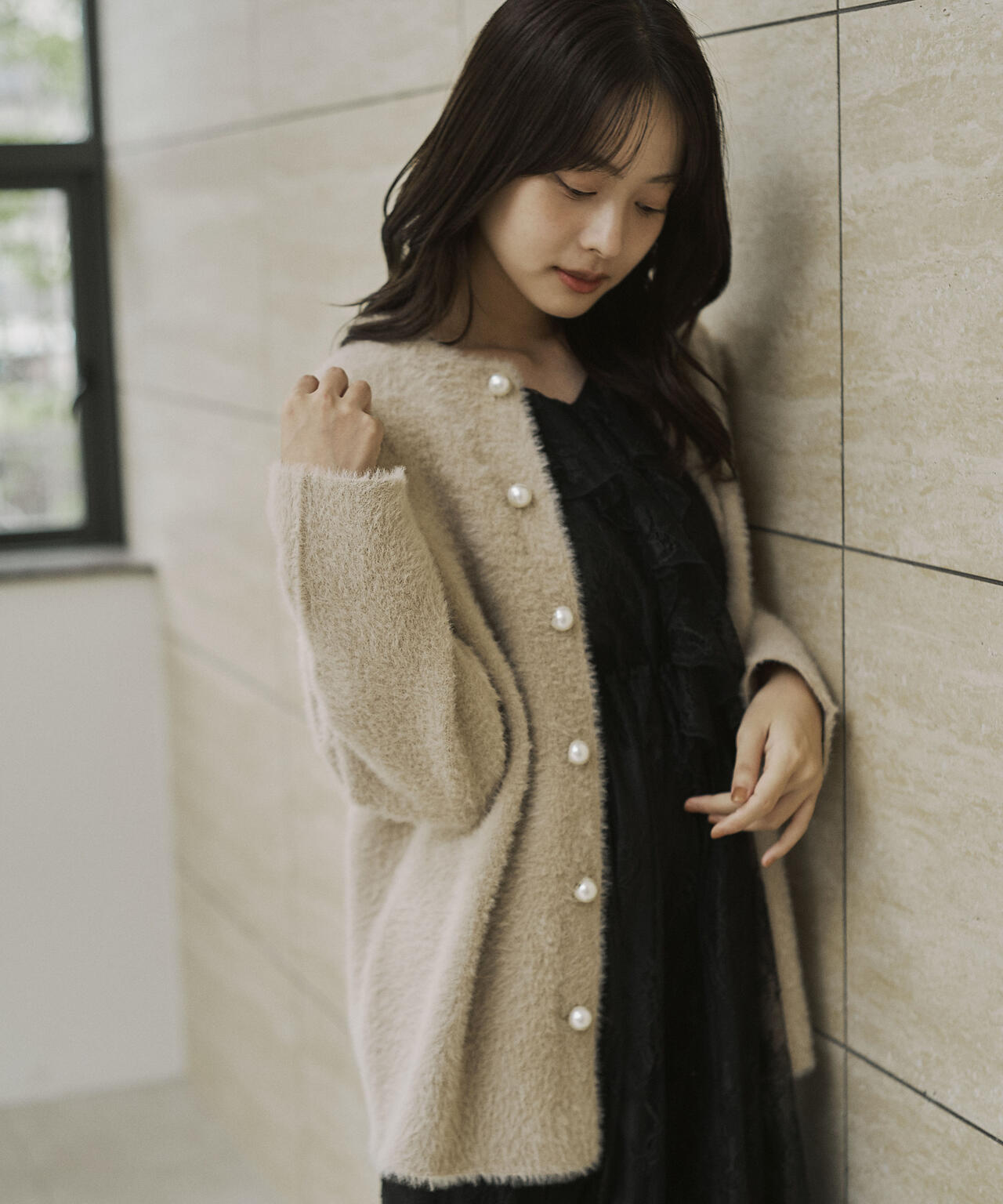 【青島心さん着用】フェザージャコット【アイボリー:WEB限定】