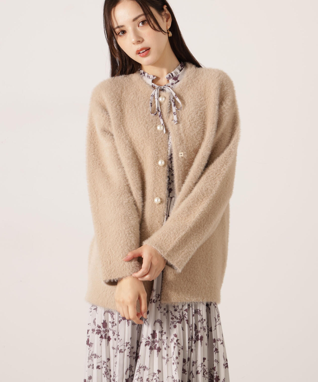 【青島心さん着用】フェザージャコット【アイボリー:WEB限定】