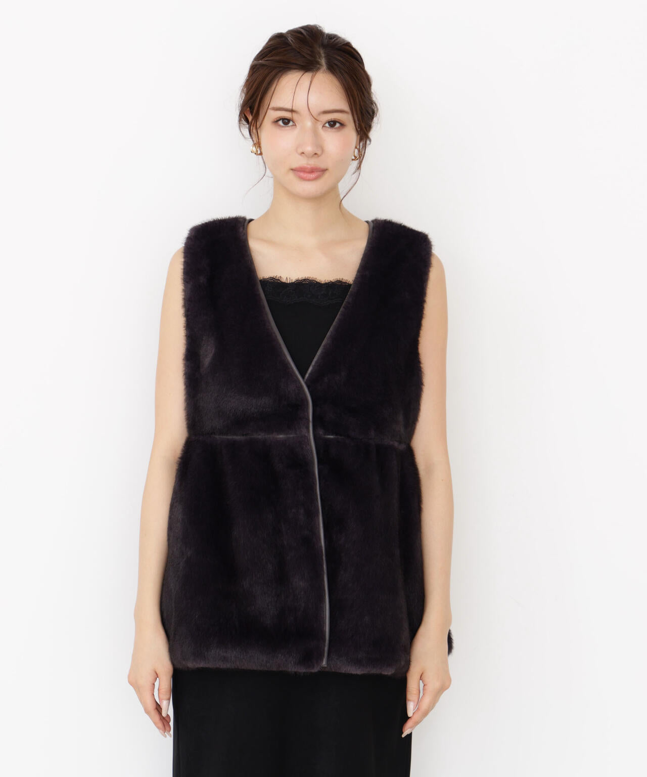 フェイクファーペプラムジレ