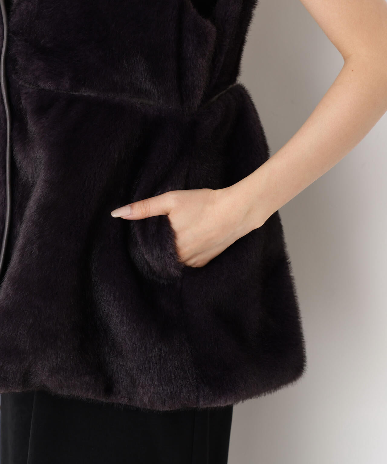 フェイクファーペプラムジレ