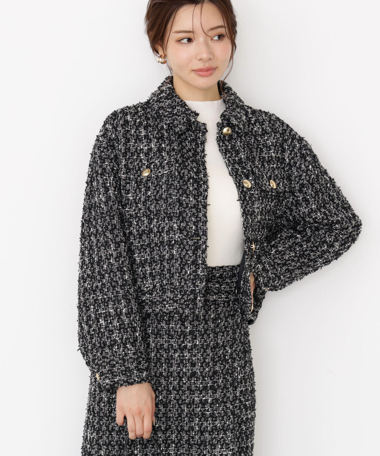 【松川星さん着用】ラメツイードブルゾン
