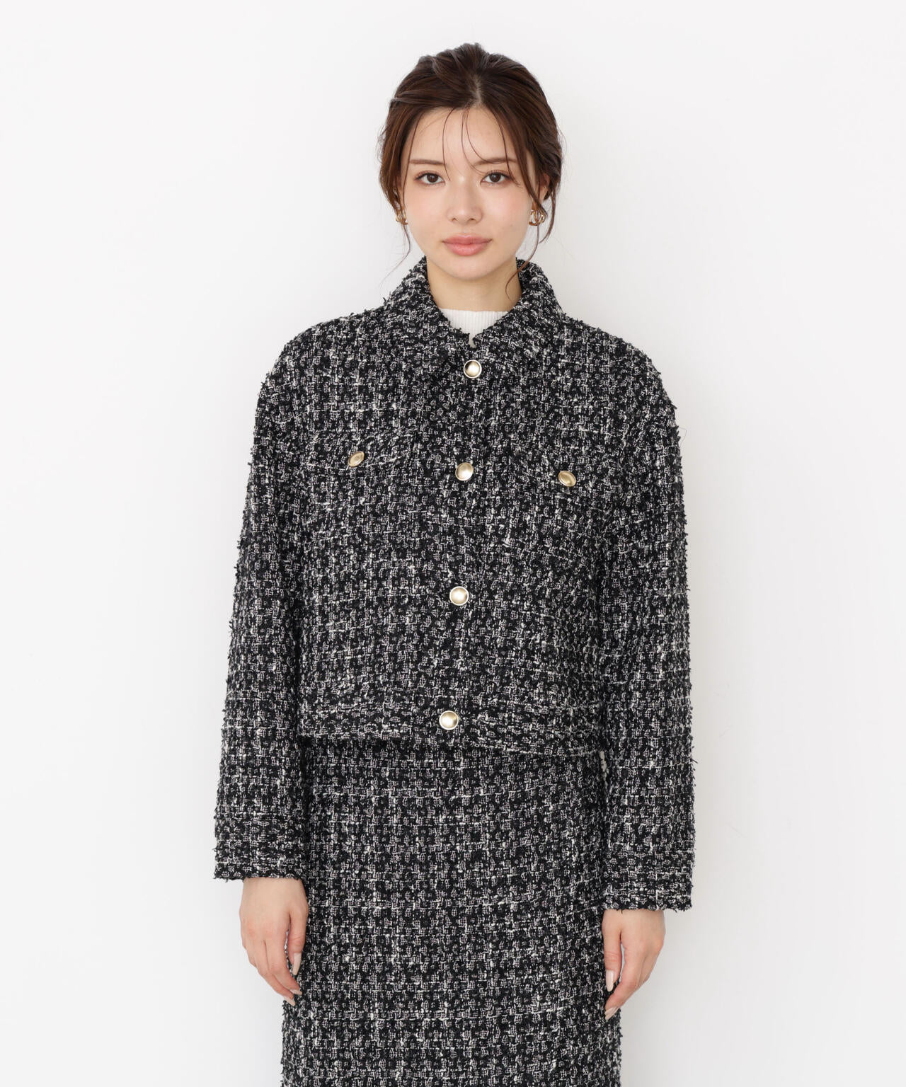 【松川星さん着用】ラメツイードブルゾン