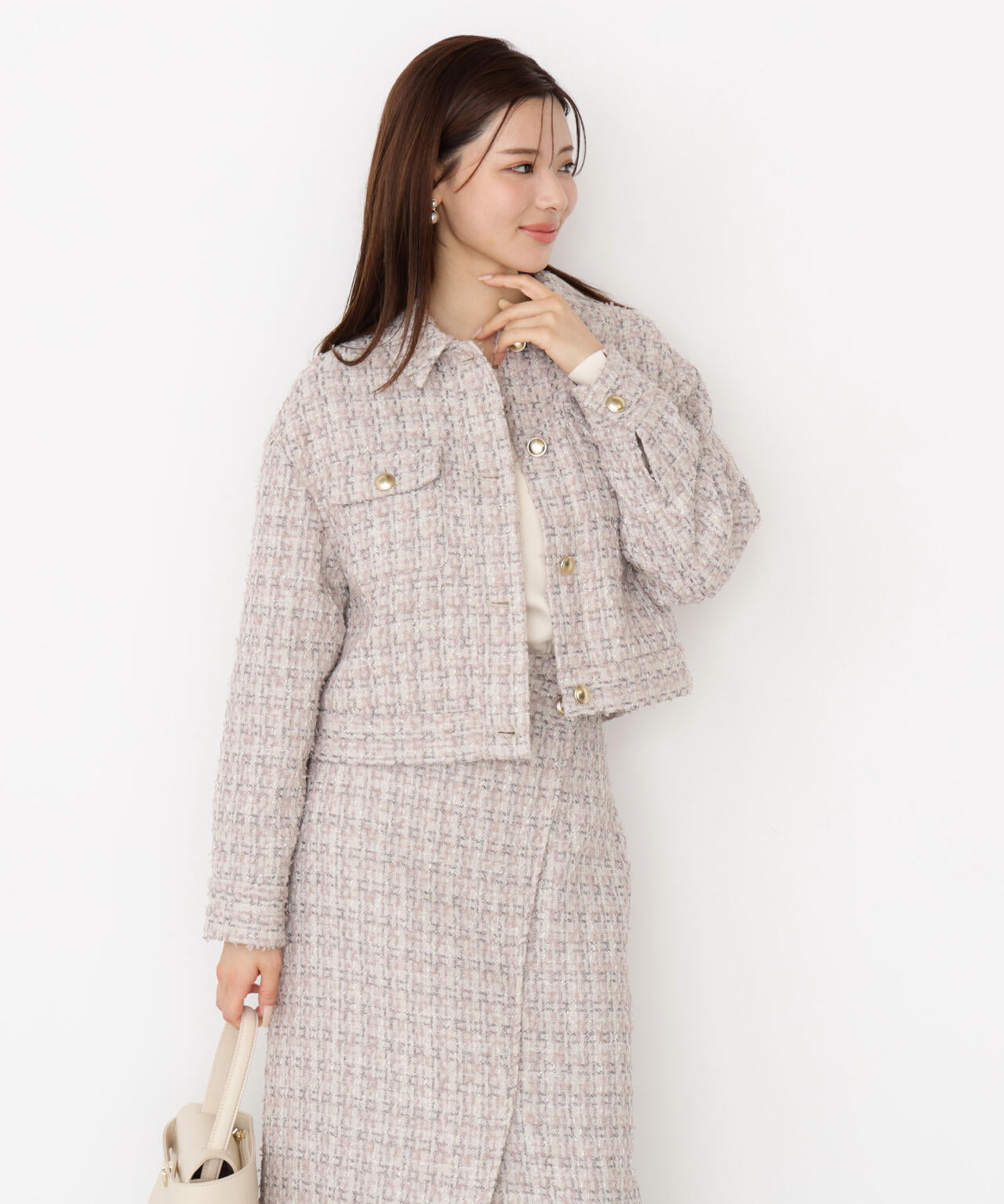 【松川星さん着用】ラメツイードブルゾン