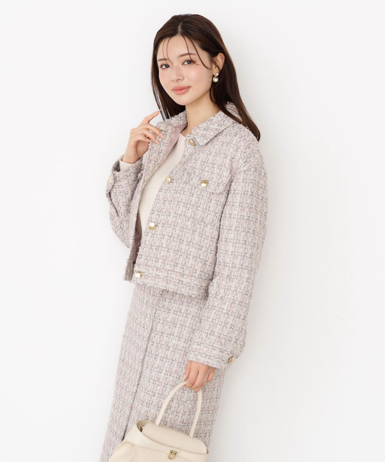 【松川星さん着用】ラメツイードブルゾン