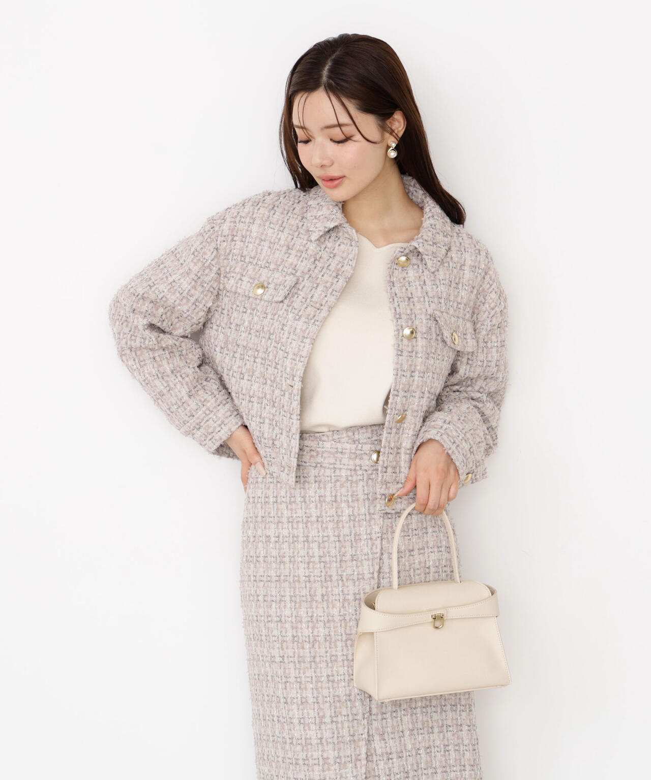 【松川星さん着用】ラメツイードブルゾン