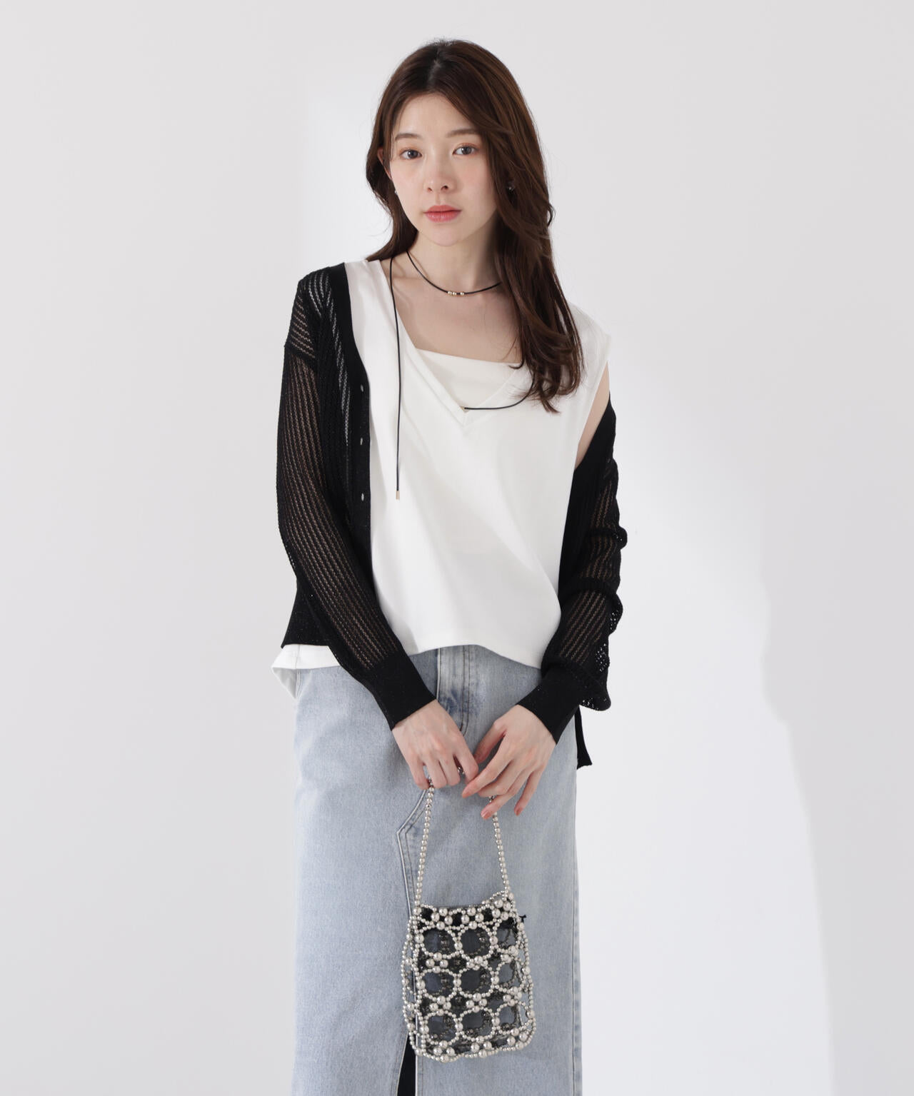 <ウォッシャブル>Vネックフォルムカットソー