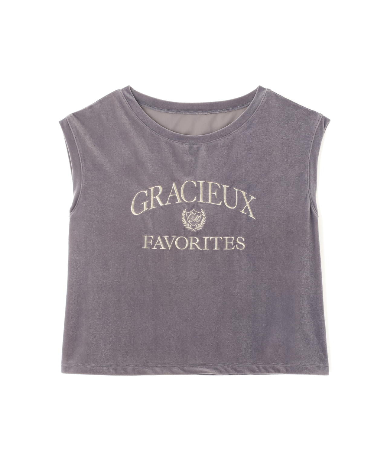 <ハンドウォッシャブル>シアーベロア刺繍Tシャツ