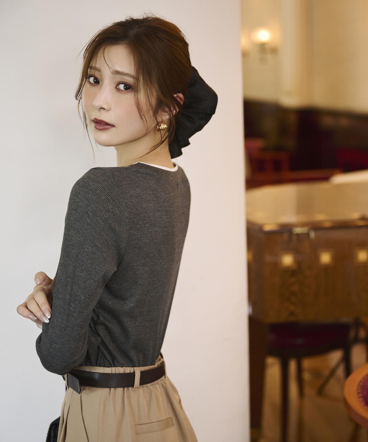 【松川星さん着用】<ウォッシャブル>レイヤード風テレコ