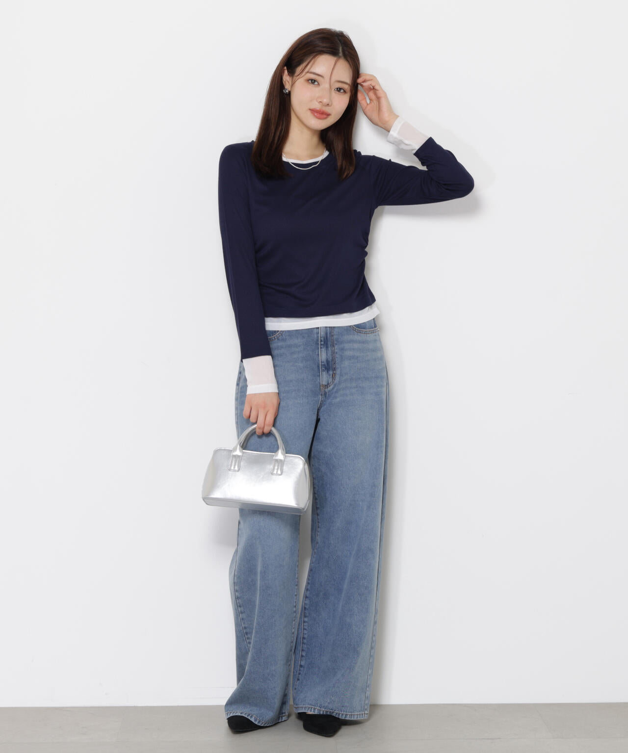 【松川星さん着用】<ウォッシャブル>レイヤード風テレコ