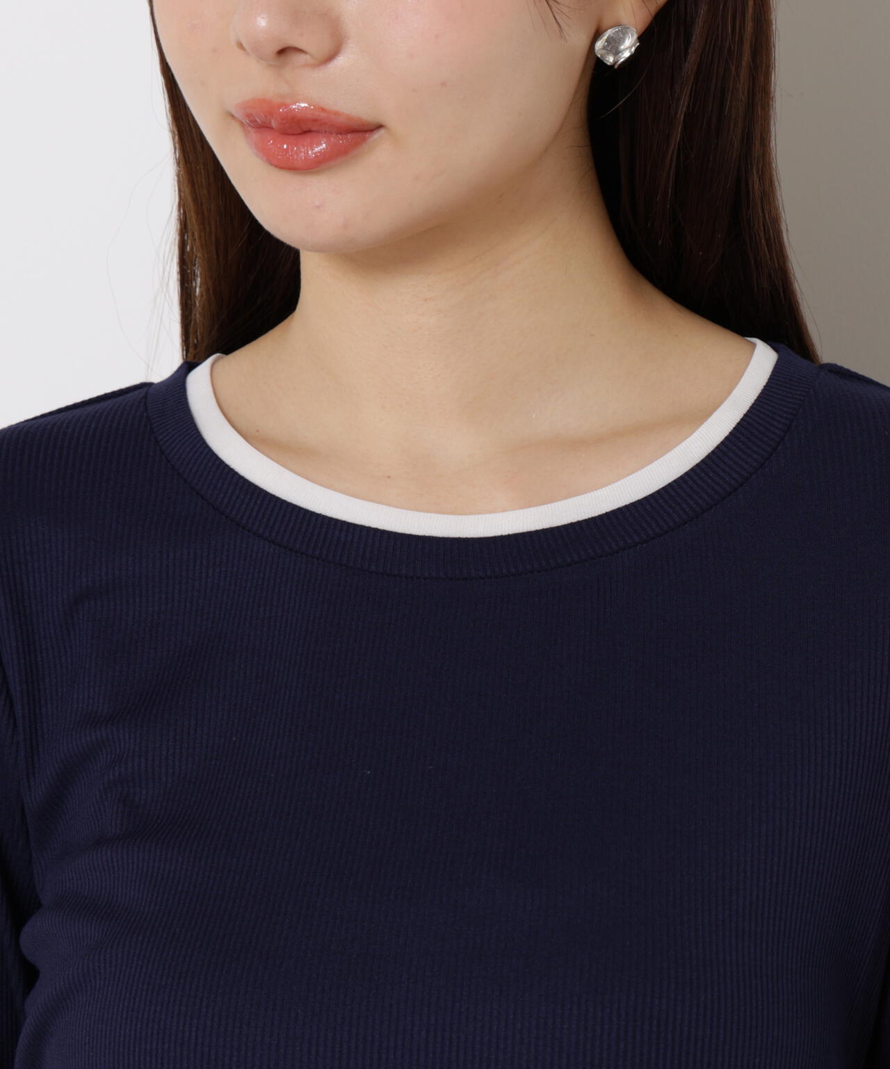 【松川星さん着用】<ウォッシャブル>レイヤード風テレコ