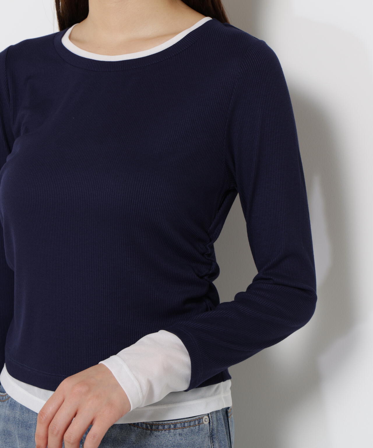 【松川星さん着用】<ウォッシャブル>レイヤード風テレコ