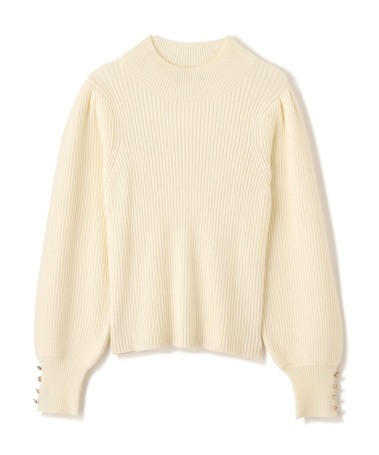 <ハンドウォッシャブル>ハイネックボリュームスリーブニット