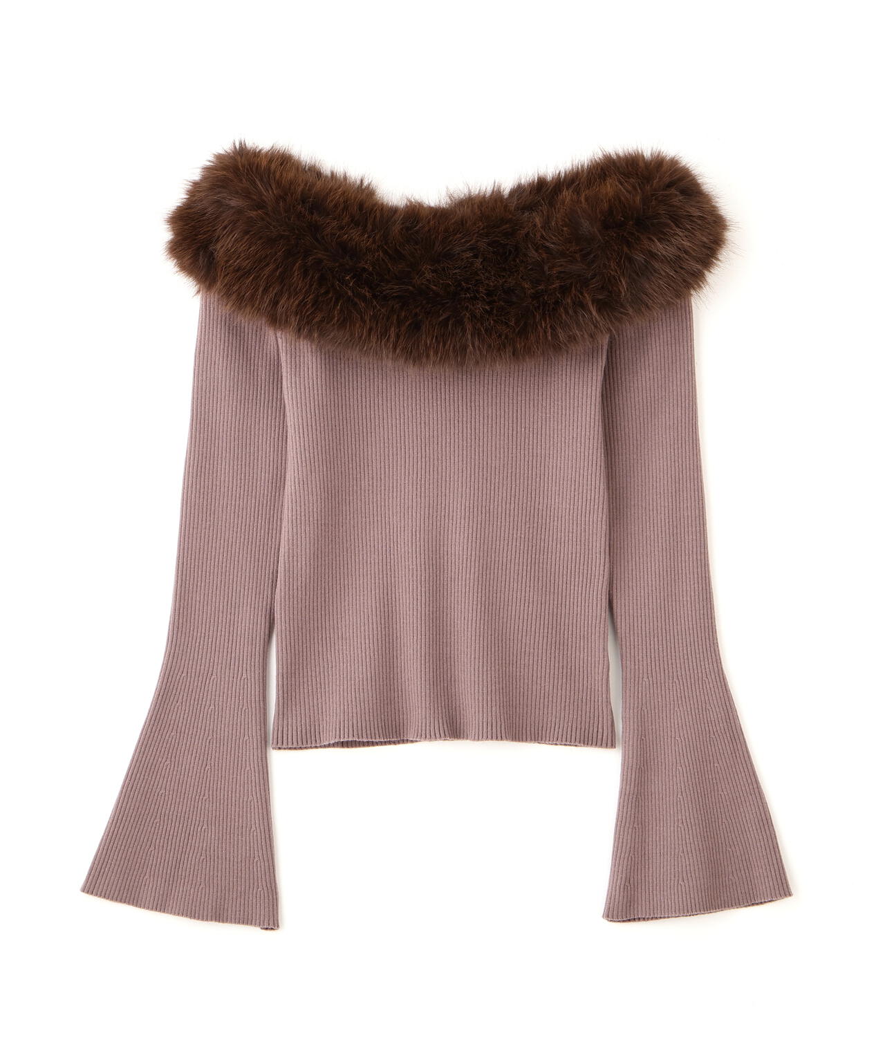 【青島心さん着用】フェイクファー付きオフショルニット