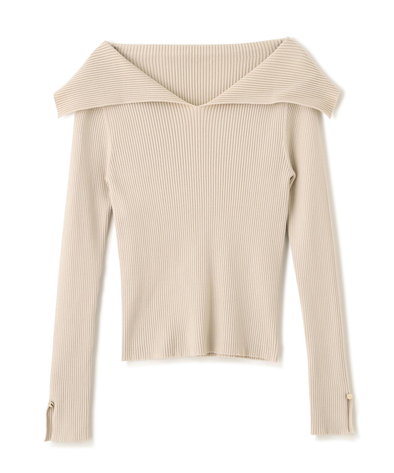 【青島心さん着用】オープンカラーリブニット