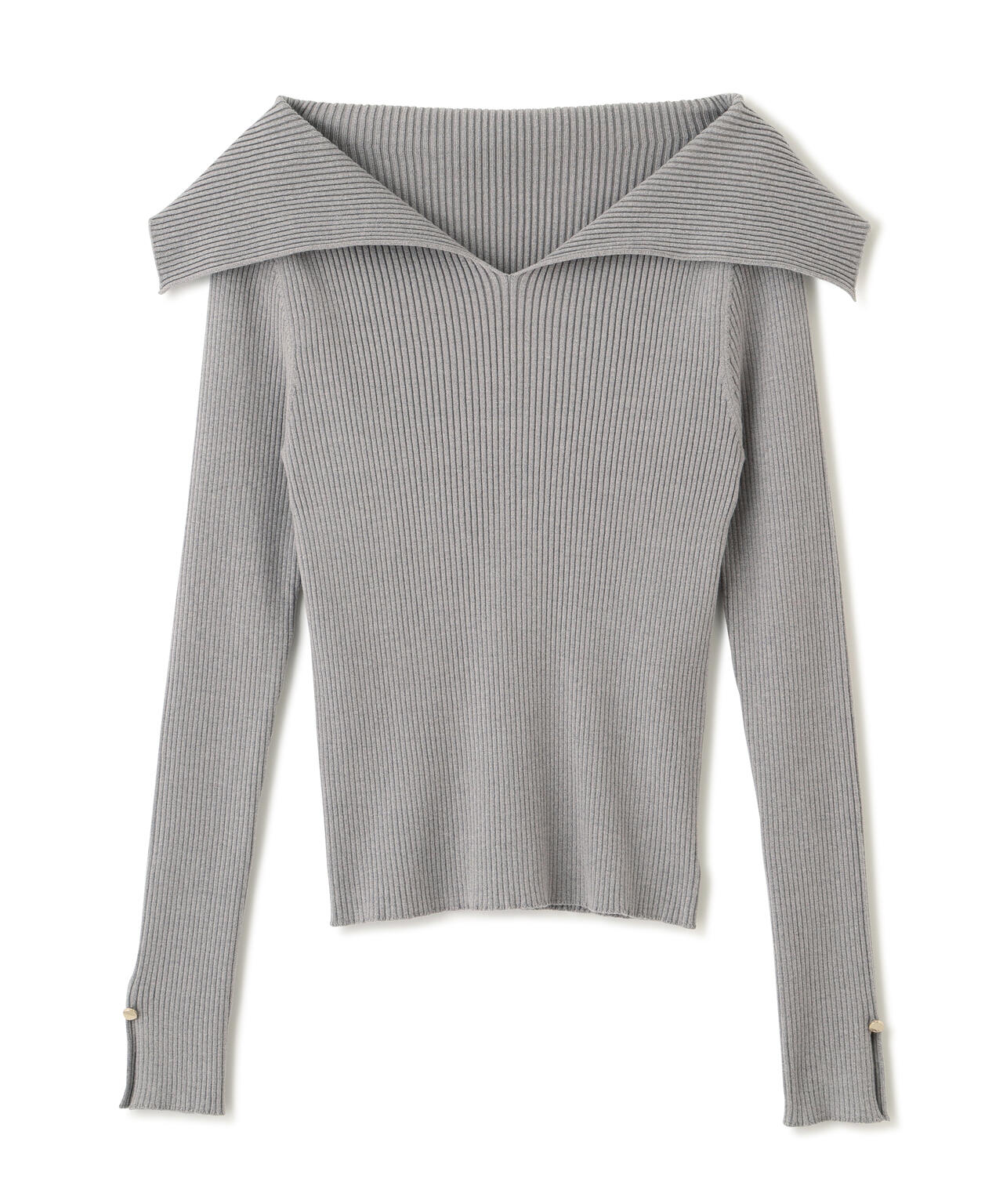 【青島心さん着用】オープンカラーリブニット