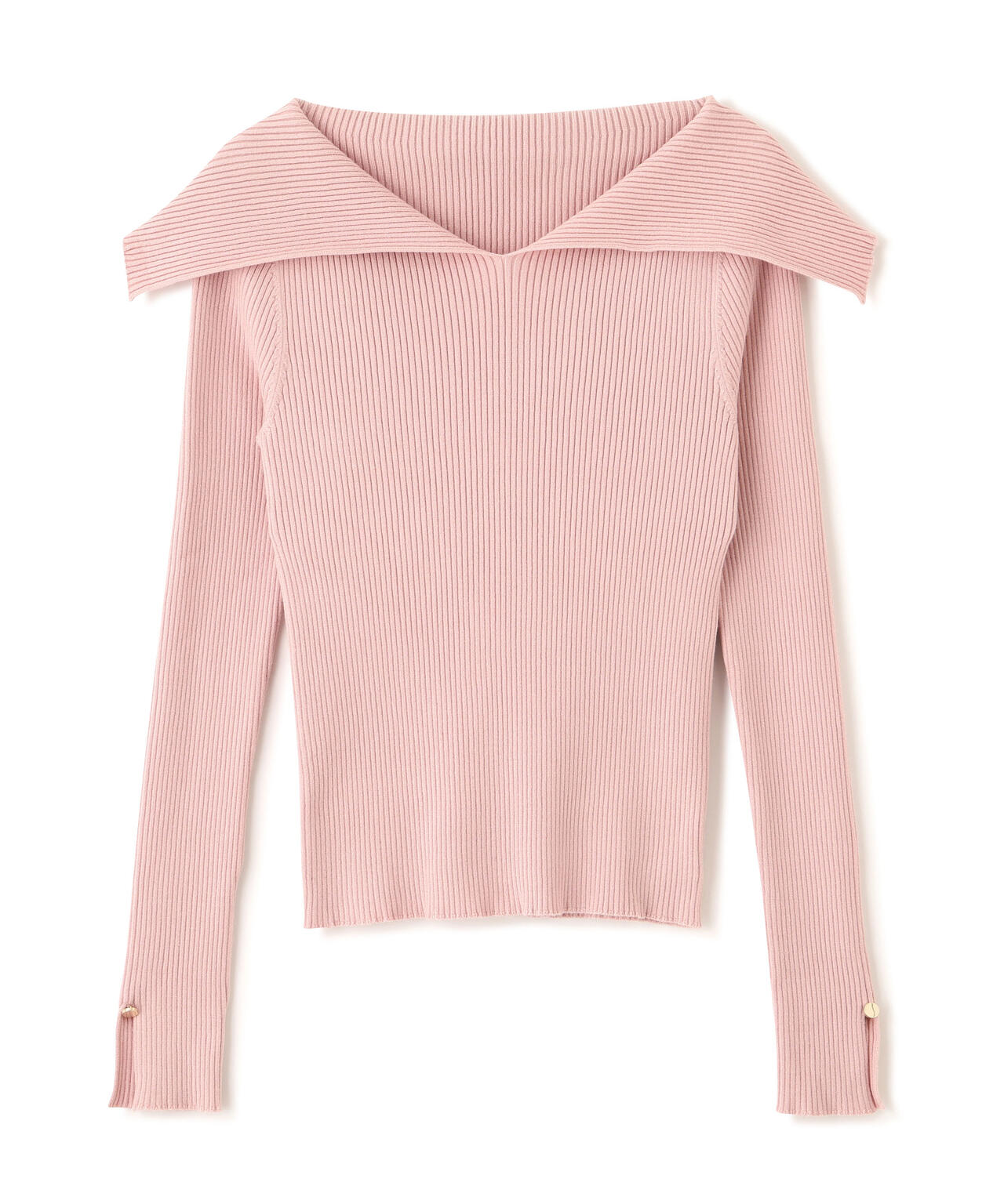 【青島心さん着用】オープンカラーリブニット