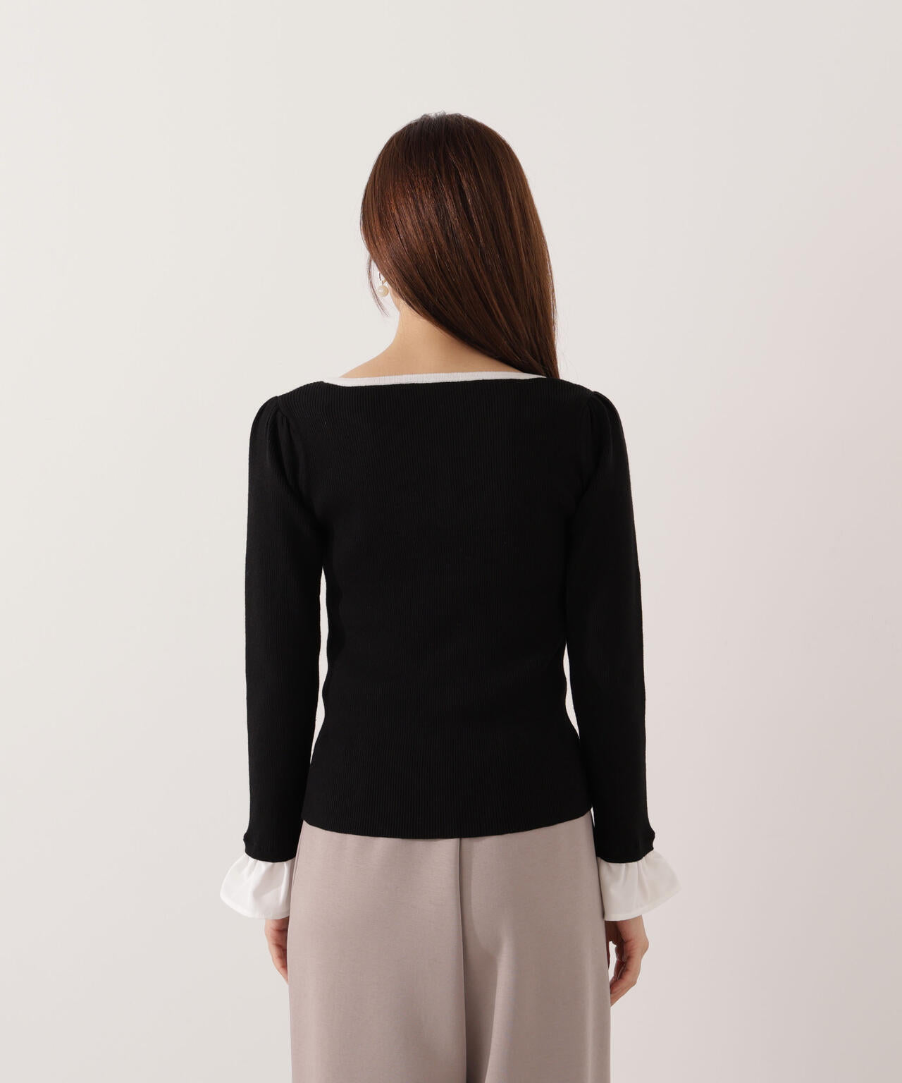 異素材スリーブニット