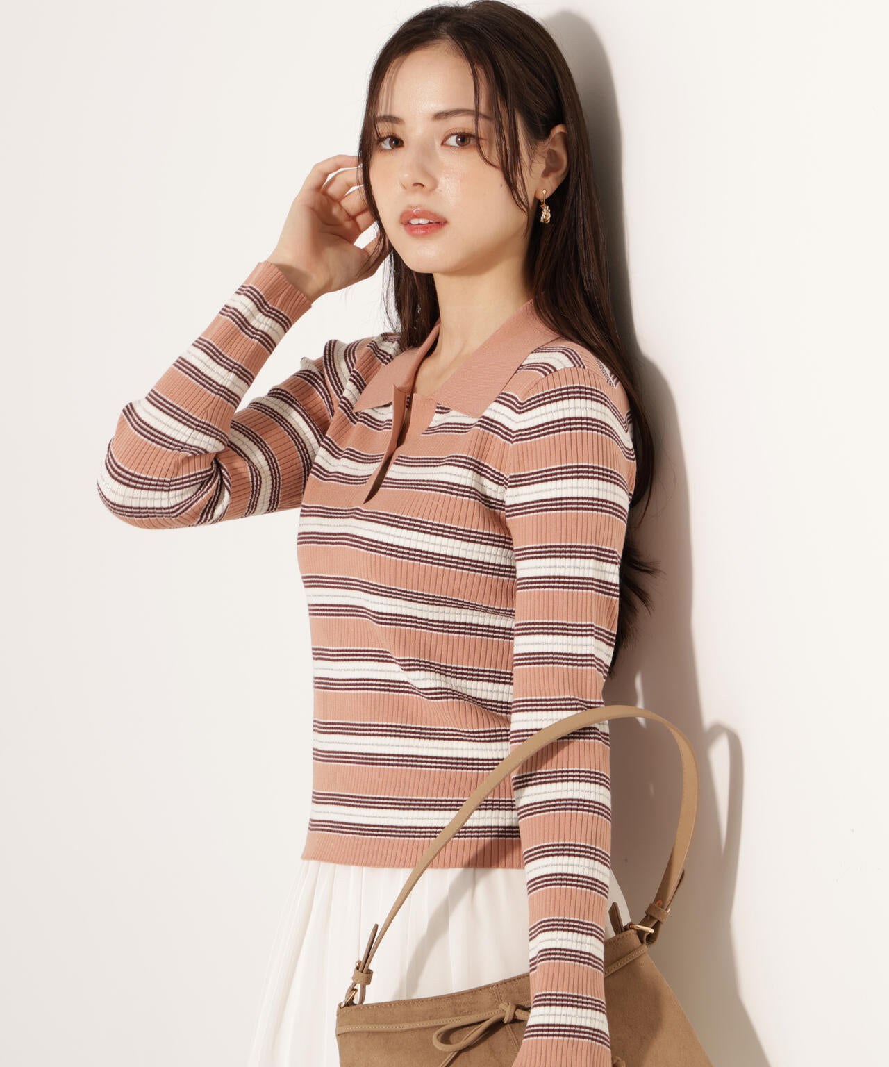 【加藤栞さん着用】ポロボーダーニット