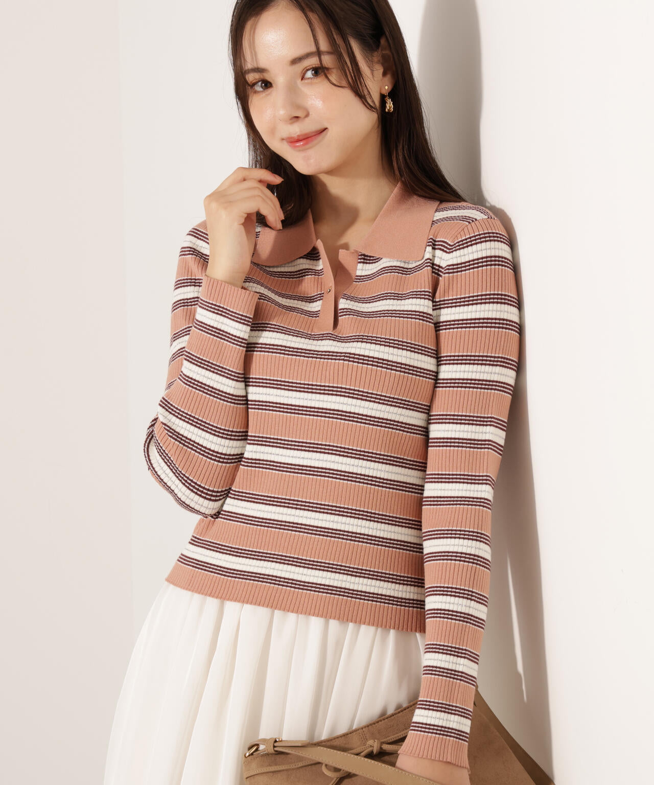 【加藤栞さん着用】ポロボーダーニット