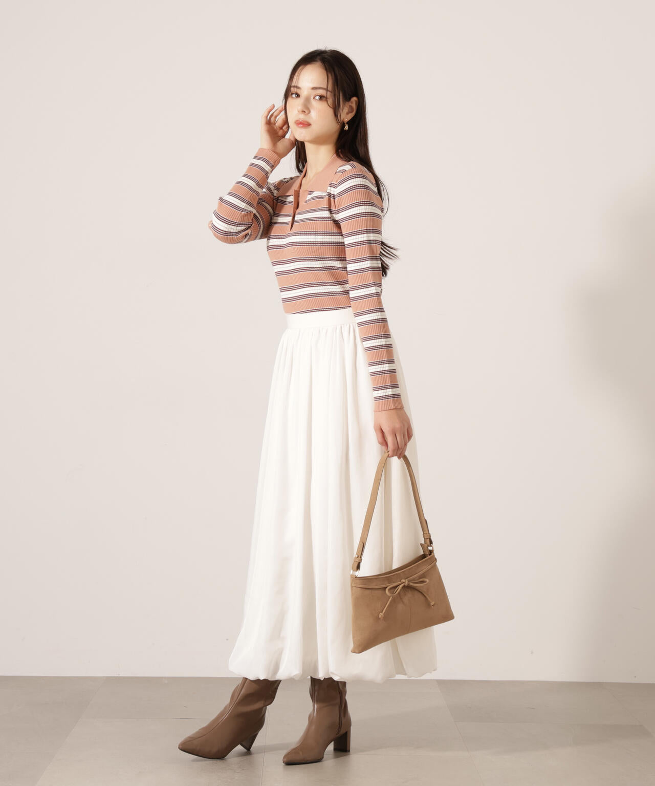 【加藤栞さん着用】ポロボーダーニット