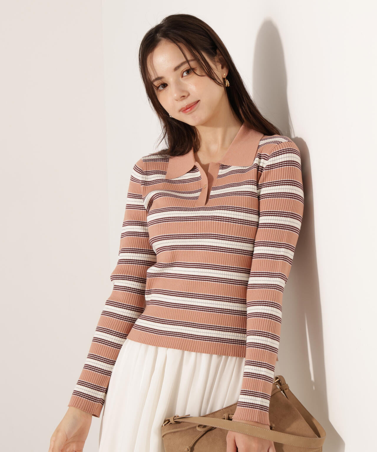 【加藤栞さん着用】ポロボーダーニット