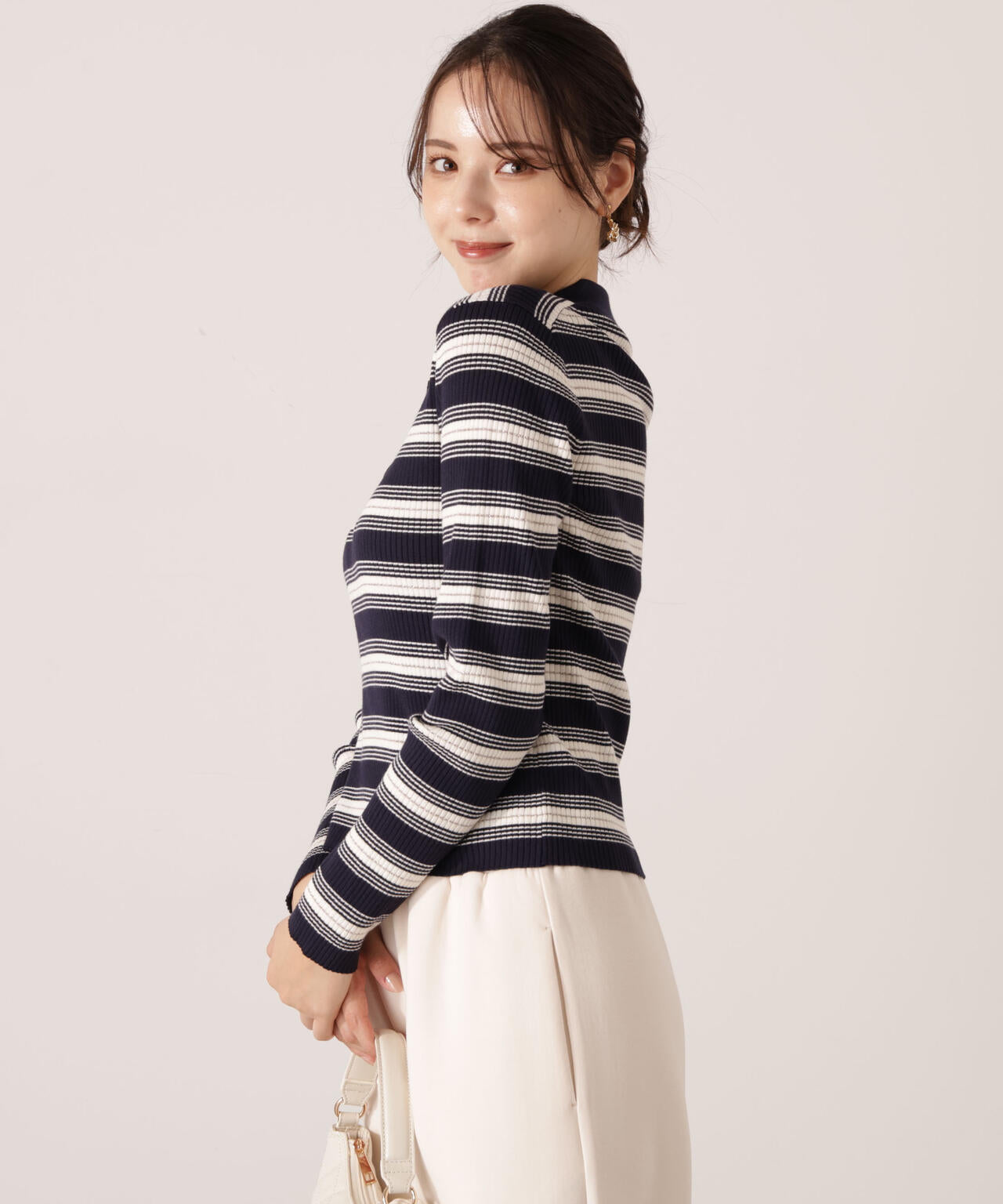 【加藤栞さん着用】ポロボーダーニット