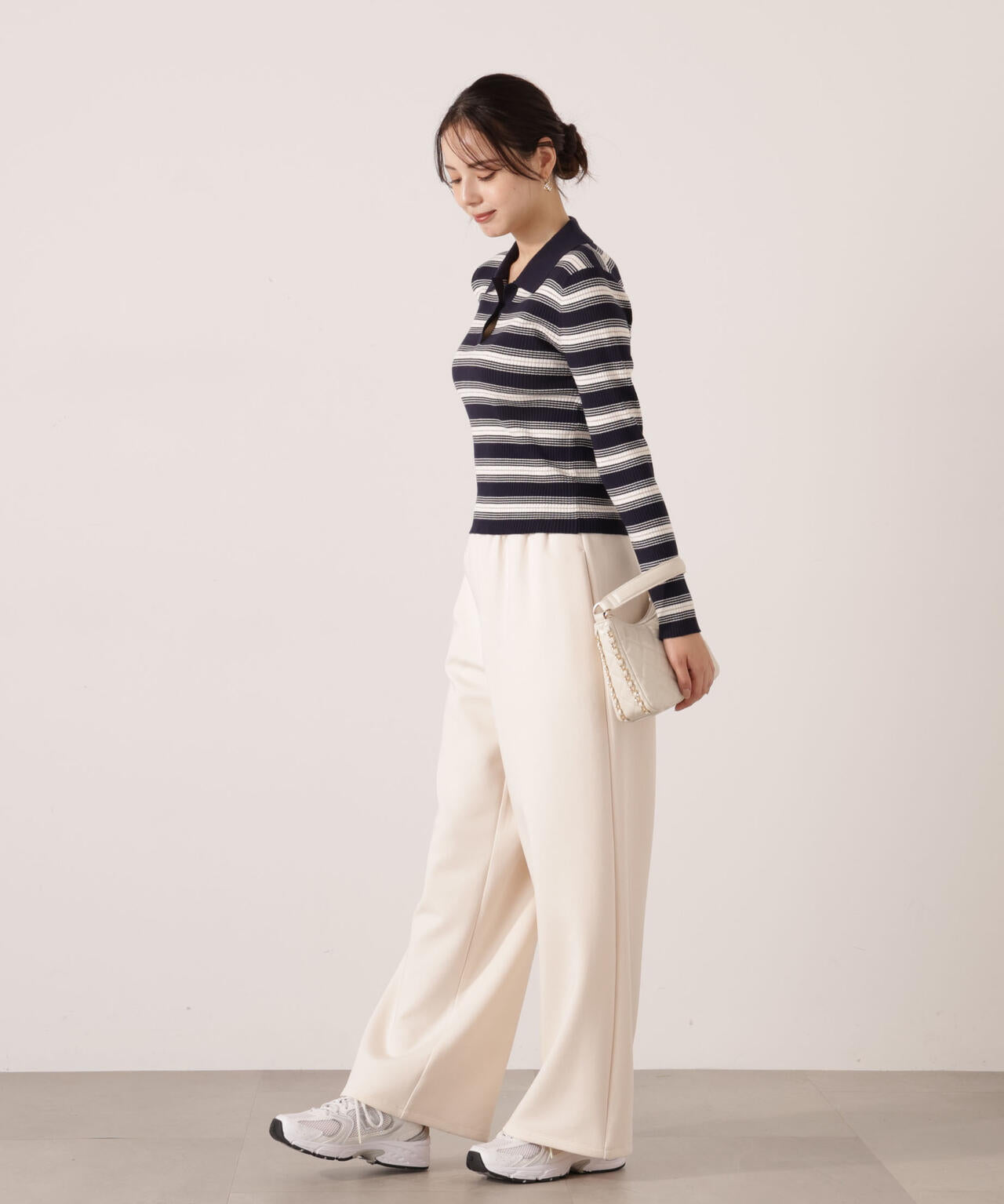 【加藤栞さん着用】ポロボーダーニット